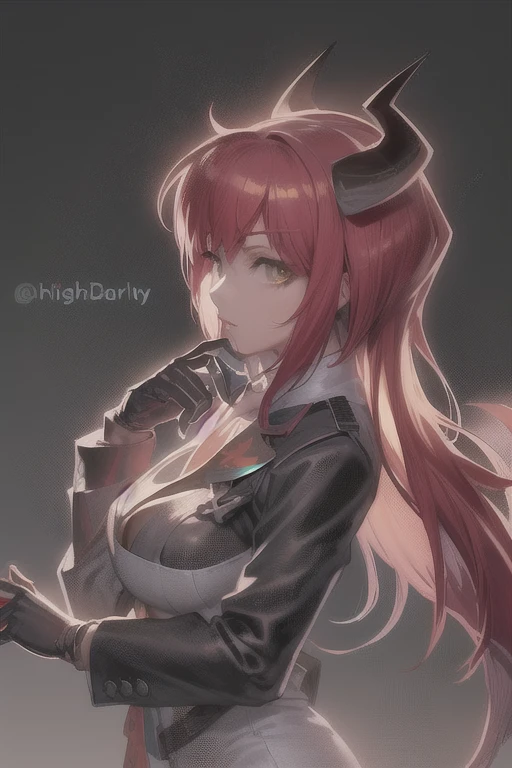 anime girl with horns and gloves posing for a picture, high quality fanart, rias gremory, high quality anime artstyle, high quality colored sketch, demon anime girl, marin kitagawa fanart, official character art, detailed anime character art, highly [ detailed ], trending on artstation pixiv, zerochan art, r /art, r/art, r / art