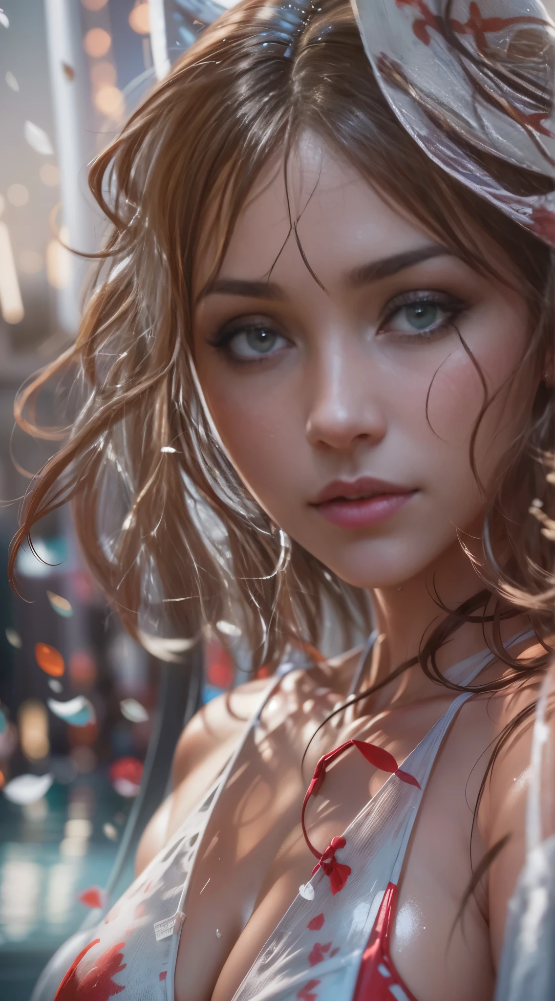 realistic-detallado-semirealism-beautiful-gorgeous-cua lisa- wearing-white-wet-si- red - close-up, desnudo. Beautiful Attractive Fitness Woman in Shiny Thread Bikini After Rain, detallado, Stomach face, foto de cuerpo entero, glamur, envuelto en humo, hiperrealista - Una mujer joven y bonita de cuerpo completo en la calle., brown wavy hair, ojos de miel, piel clara, cuerpo definido, dramatic pose, tomada con Sony Alpha a9 II y Sony FE 200, 600mm f/5.6 lentes, 6.3 G FAQ, luz natural, luz suave, hiper, Realistic photography, ultra, detallado, Trends in professional photography, Estilo Nick Knight, tendencias en Artstation, foco nítido, Foto de estudio, detalles intrincados, highly detallado, por Greg Rutkowski, , Obra de arte Intrincado Obra maestra, ominoso, matte paint movie poster, golden ratio, tendencias en CGSociety, intrincado, epopeya, tendencias en Artstation, por artgerm, h. r. Giger y Beksinski, highly detallado, vibrante, production cinematic character render, Modelo de ultra alta calidad