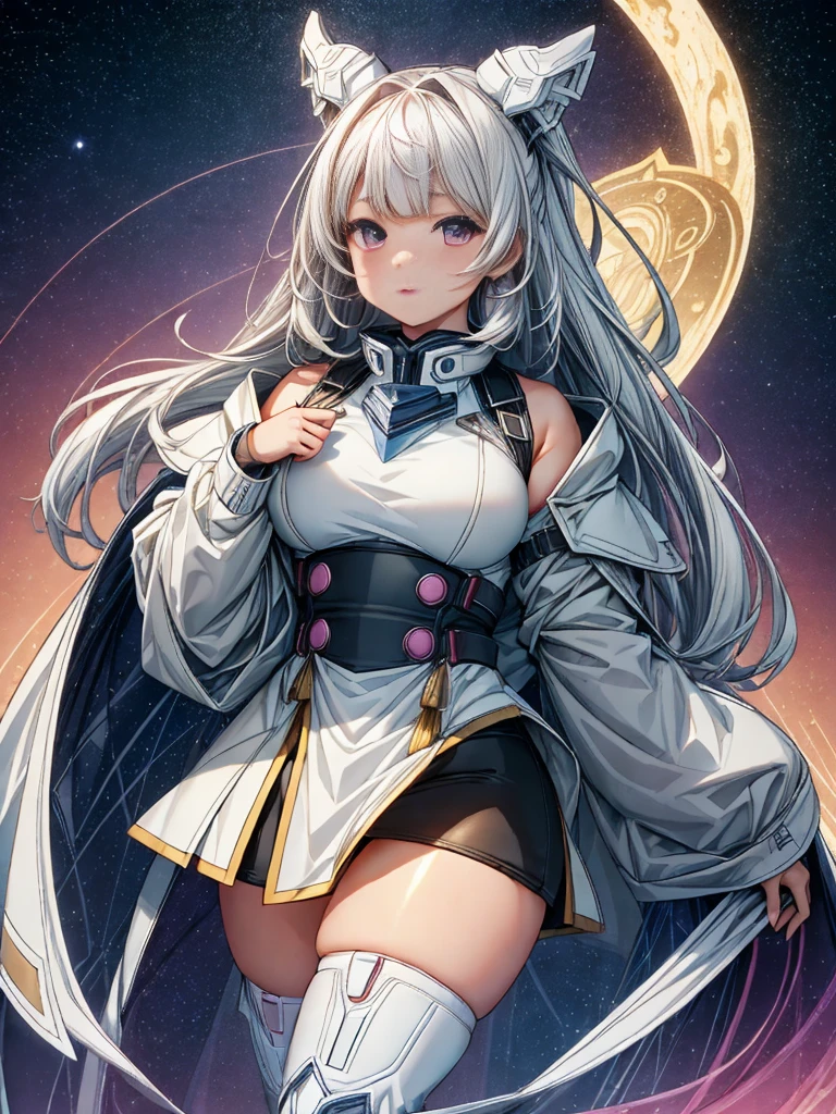 (​masterpiece),(top-quality),girl with,((ultra-definition)),(高精細CGillustratio),(deadpan),Randomware,,nsfw,,(​masterpiece:1.16),(top-quality:1.32), (Attention to detail)、(hight resolution:1.1)、(The best lighting:1.1)、(Best Shadows:1.1)、(extremely delicate and beautiful)、(Proper shading:1.1)、(illustratio:1.1)、(finish:1.1 )、overlap、(Appropriate posture)、(Proper configuration)、(Ultra-precision construction:1.2)、trimming、(Thick Highlight Outline)、(A detailed face)、(beautidful eyes)、(thick skin:1.16)、(Ultra-precision muscles:1.16)、Thick lashes、(soft cheeks:1)、Interior background of the space station、girl with1人、Android Girl、Complications、white  hair、Long、Pink eyes、Luminescent pupil、deadpan、Off-shoulder suit、(Joint abnormalities、points々)joint:1.2)、thighs thighs thighs thighs、Decadent behavior、発光joint