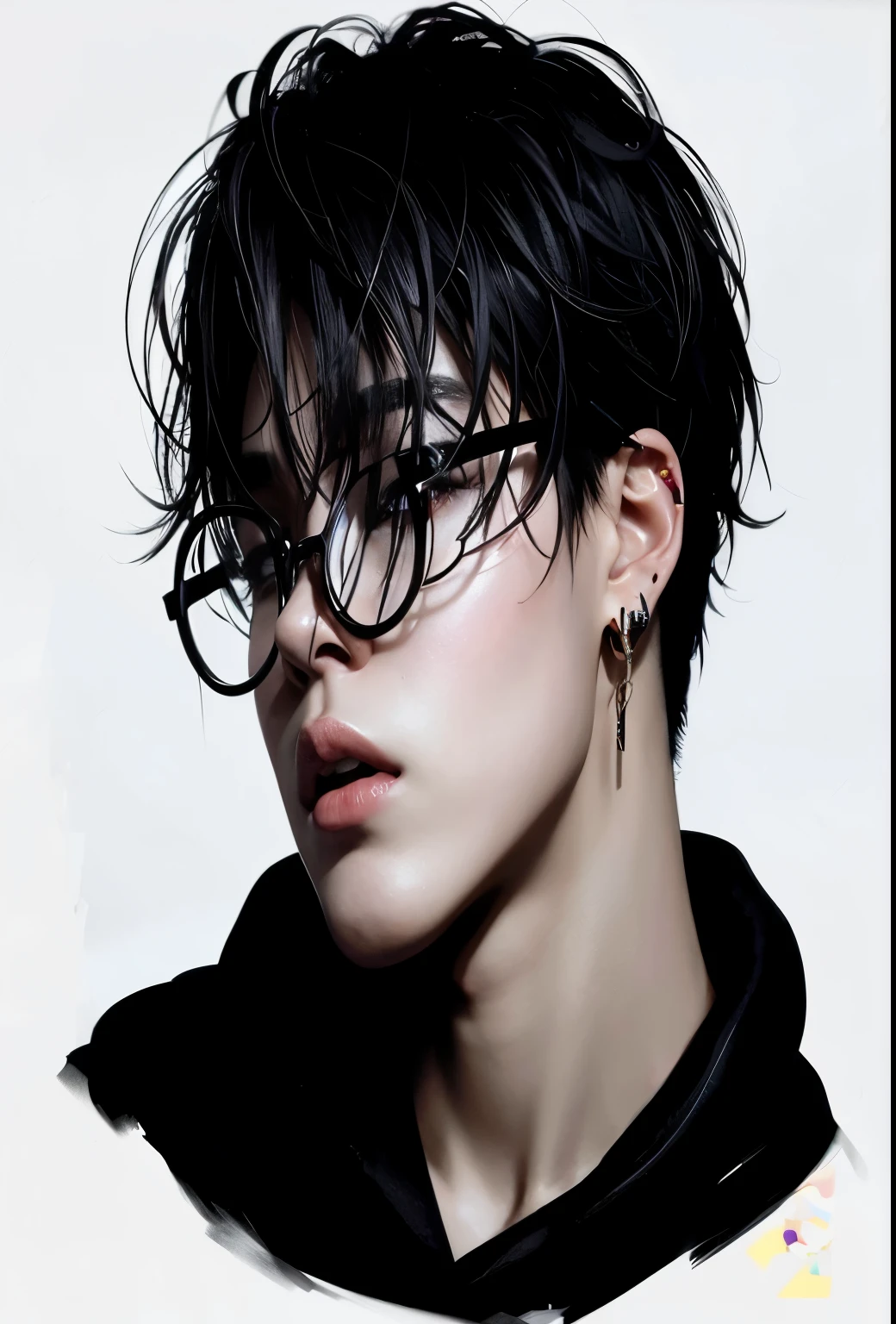 a close up of a woman with a black hair and piercings, inspired by Park Jimin of BTS, # 1 digital painting of all time, #1 digital painting of all time, by Yang J, [ 4 k digital art ]!!, rossdraws portrait, artwork in the style of guweiz, high quality portrait, rossdraws 1. 0, high quality digital painting