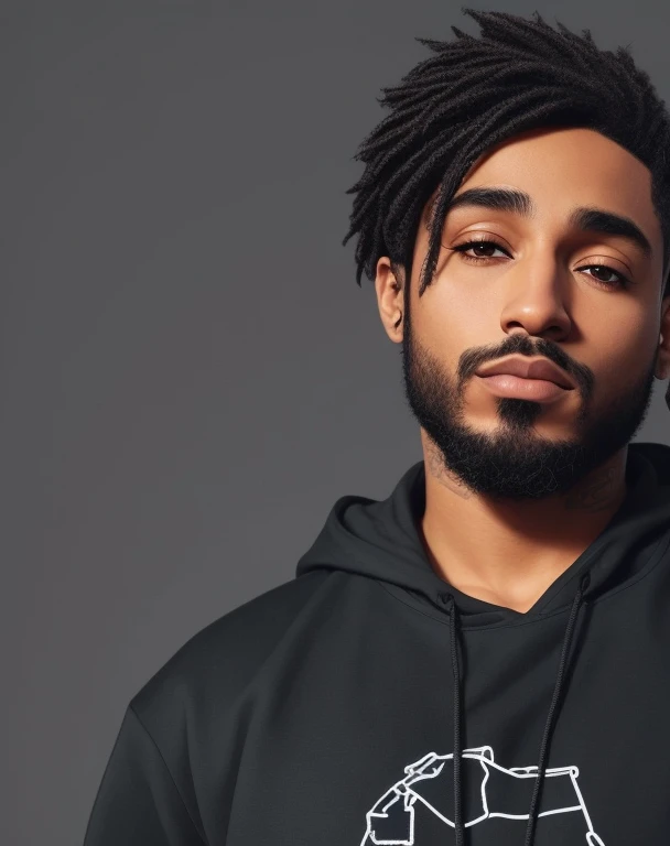 um close de uma pessoa vestindo um moletom com capuz e um moletom preto, Contemplando, sentado, rapper, looking serious, olhar orgulhoso, ator, homem bonito, foto de perfil, anime, 2D animation style, usa oculos de gral.