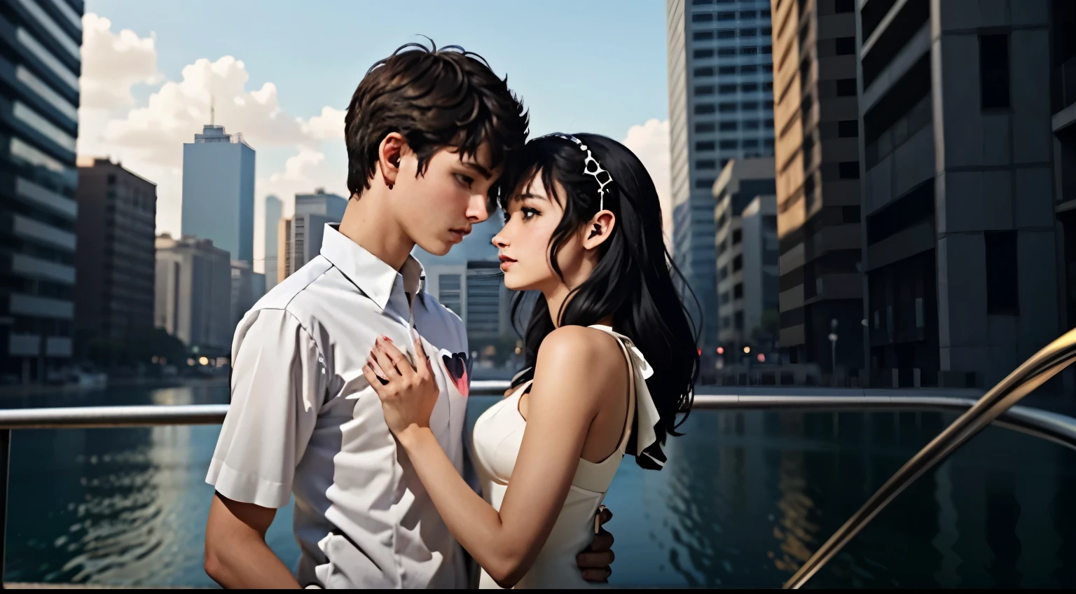 design do dia dos namorados com a palavra amor, fundo transparente, elemento amor,Love heart shape composition,a boy and a girl entwined in one,Roupas de moda moderna, cidade cyberpunk como pano de fundo,