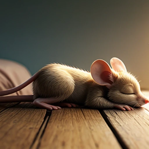 Backview of a small and lean mouse sleeping on their side
