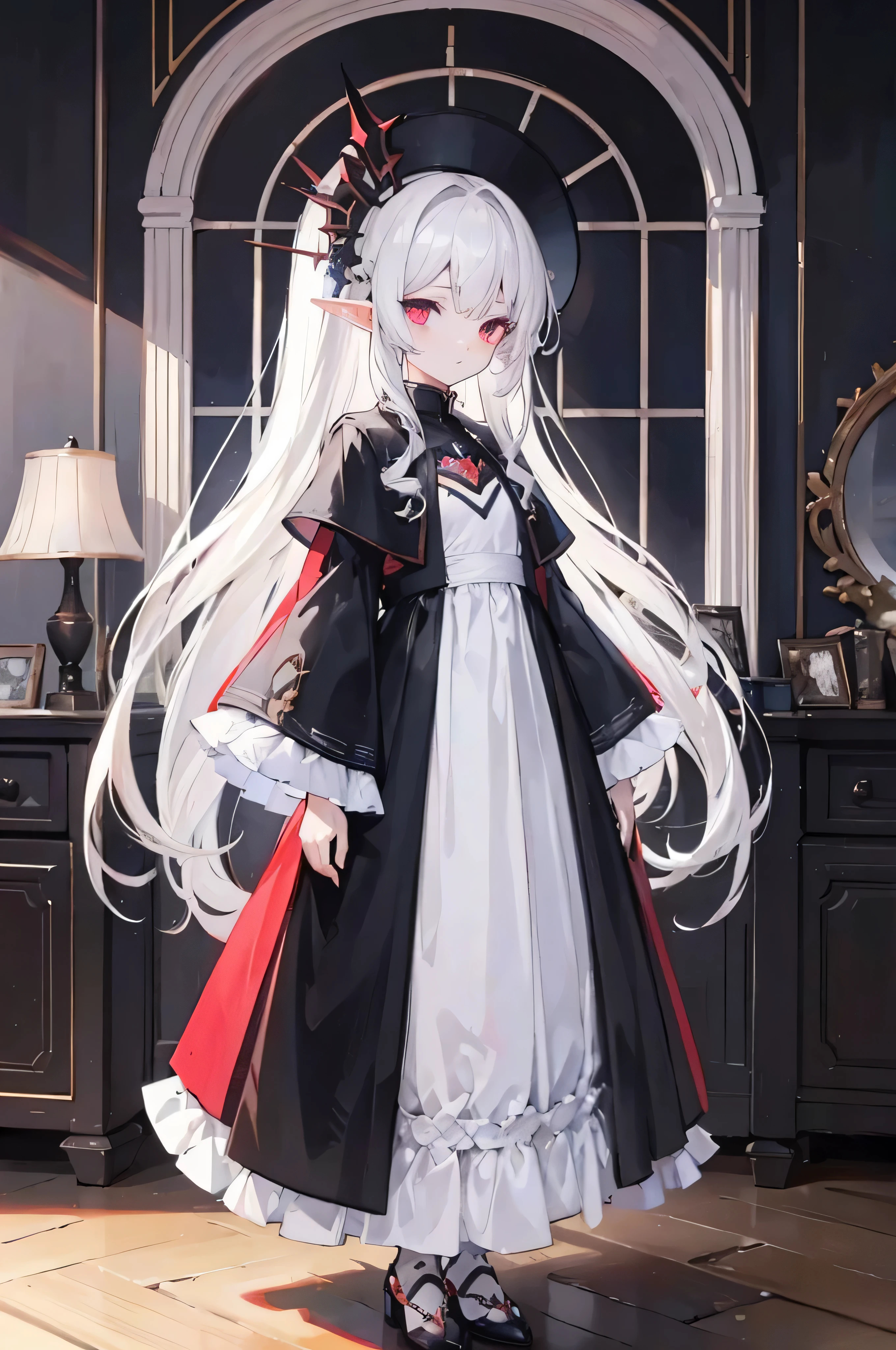 No wings,no numberad milk,Armor plaatchest,Chest is a stone,独奏,Girl standing sideways with beautiful oval face,Female face,novice,Women's hands,shyexpression,big blood red eyes,There are bright spots in the eyes,Whole body diagram,pointed elven ears,white-haired god,tmasterpiece,Extremely Delicately Beautiful,Two-dimensional exquisite painting style,Extremely detailed and delicate,8K ,k hd,high qulity,CG wallpaper,illuminations