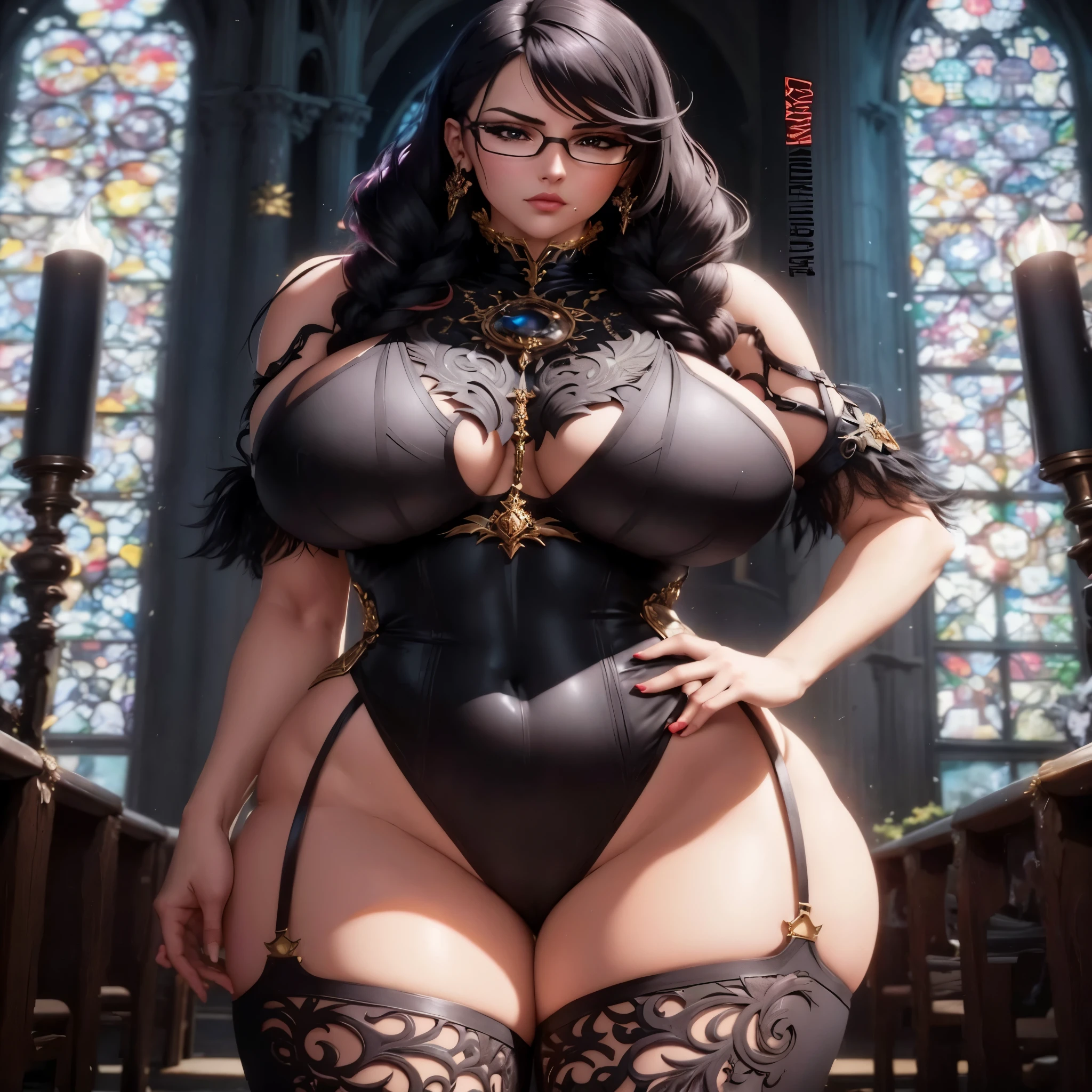 um close up de uma mulher em uma lingerie preta posando para uma foto, behind her a gothic cathedral, tiro extremamente detalhado da deusa, Artgerm extremamente detalhado, 8k arte detalhada de alta qualidade, ornado , Tiro gigante impressionante da deusa, arte de anime digital detalhada, Succubus em vestido curto apertado, mulher bonita sedutora do anime, uma bela imperatriz fantasia, fanart melhor artstation