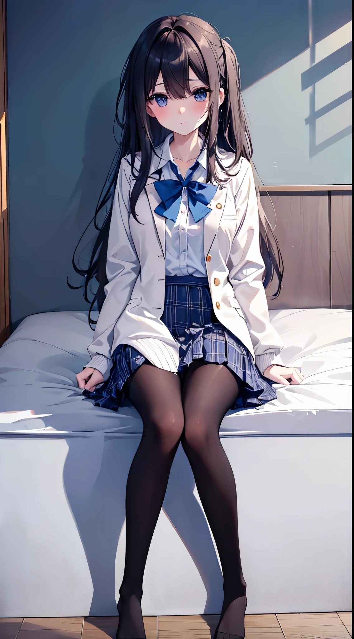 Anime Girl Sitting On A Bed With Her Legs Crossed SeaArt AI