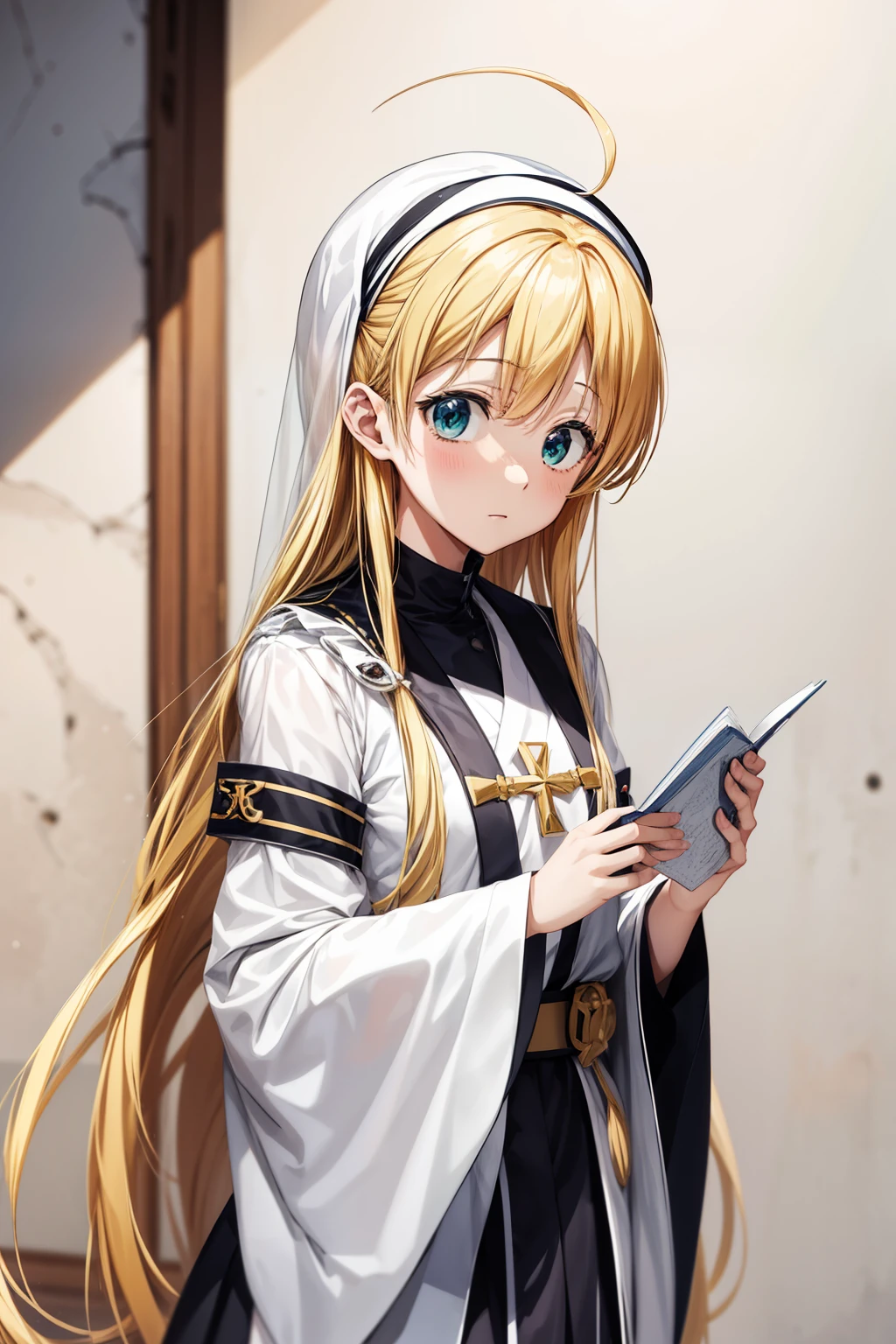 Anime - Imagen de estilo de una monja con una cruz en la cabeza, Bien Outfit, Ahora, Chica rubia de anime con cabello largo, Hecho con Anime Painter Studio, Arte Zerochan, Modelo de moda Well, inspirado por Li Chevalier, Mejor chica del anime, Anime Wallaper, Arte digital en Pixiv, Marin Kitagawa Fanart, Marisa Kirisame, Fanart de alta calidad