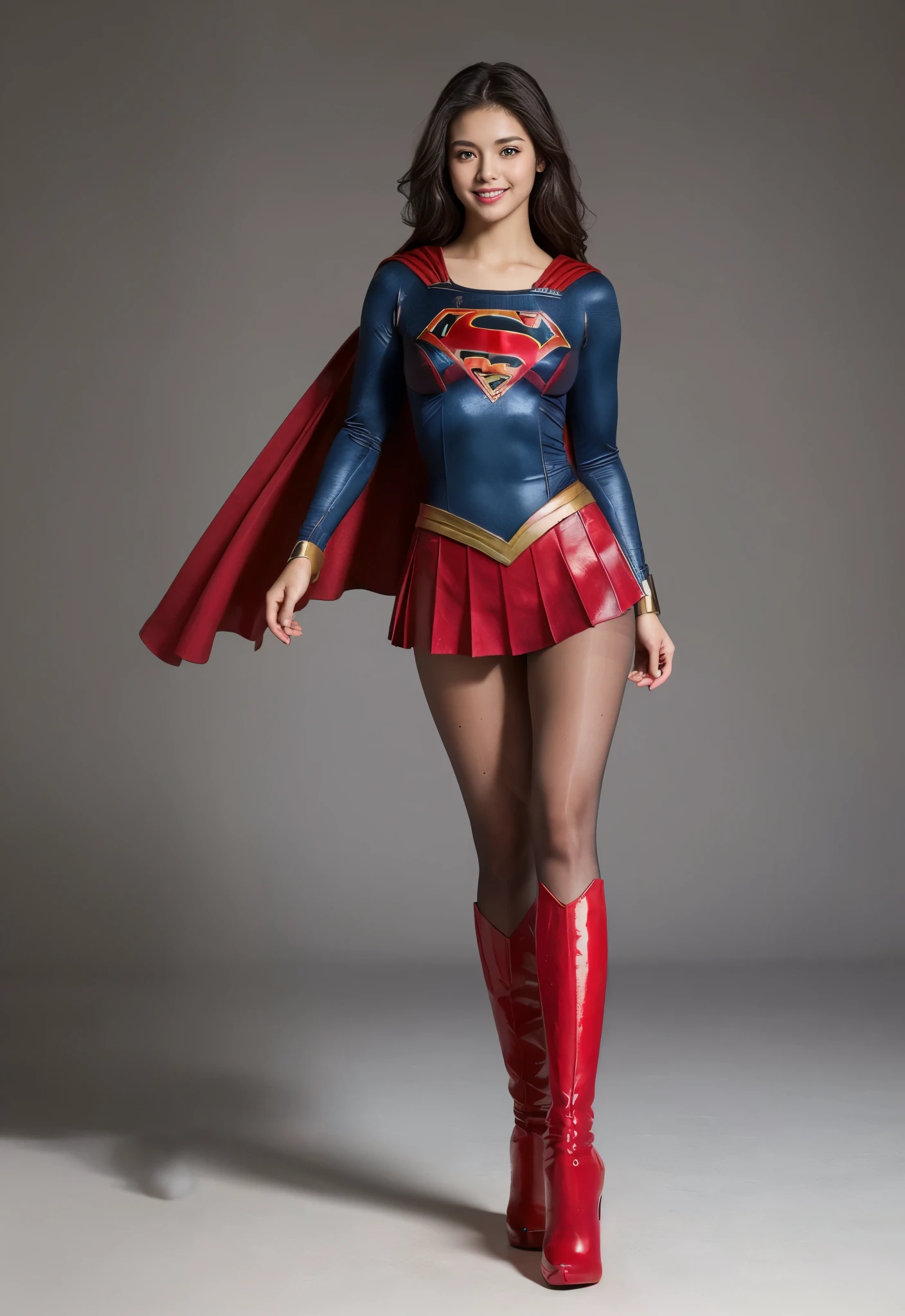 No background、Are sleeping、lying back on、(((Wear black tights on your beautiful legs.)))、(((Grow legs、tall、Legally express the beauty of your smile)))、((((Make the most of the original image)))、(((Supergirl Costume)))、(((beautiful hairl)))、(((Suffering)))、(((Feet must necessarily be worn with black tights)))、(((You need to wear red boots)))、((Top image quality、8K))、((top-quality、8K、masterpiece:1.3))、(((Keep Background )))、Crisp focus:1.2、Beautiful woman with perfect body shape:1.4、Slender Abs:1.2、a wet body:1.5、Highly detailed facial and skin texture、8K
