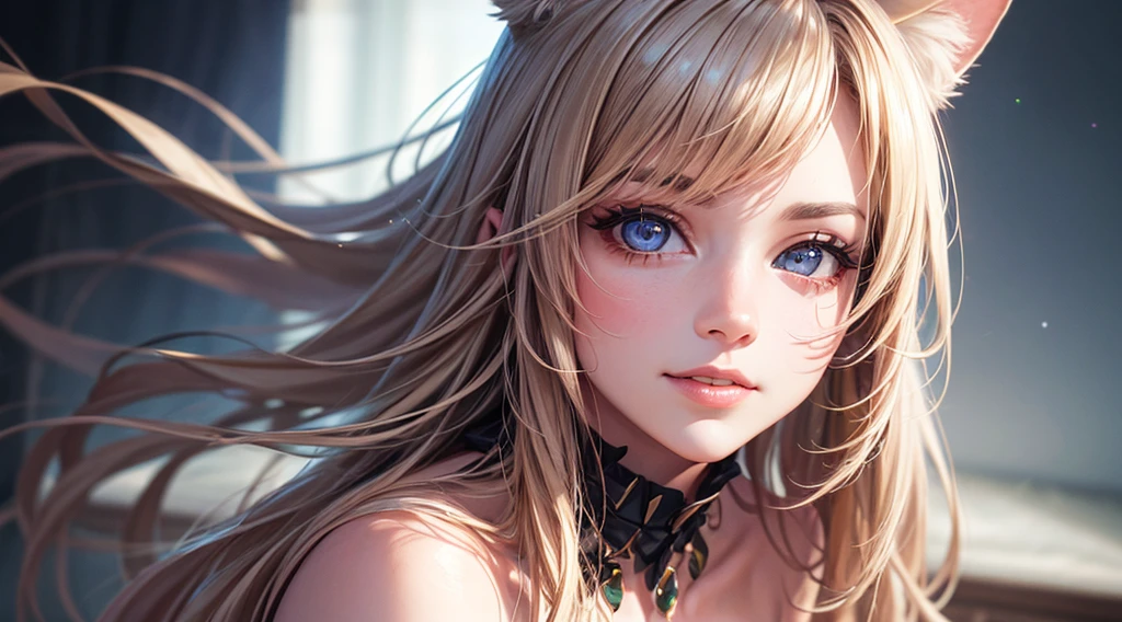 Cinematic footage, full medium closeup, a gorgeous 18-year-old kemonomimi woman soft pale skin, cute and youthful face, well-defined eyebrows, delicate nose, plump and round lips, ultra-detailed,
photo-realistic, depth of field, cinematic lighting, IMAX camera, HDR, DTM, Full HD, 8k, flared, medium breasts, slim, smile, standing, 8K picture quality, sexy seduction, realistic:1.37 long, flowing:1.1 luscious, plump:1.1
sparkling sequins:1.1 subtle, 0.9 soft, warm:1.1 best quality,4k,8k,highres,masterpiece:1.2, realistic,photorealistic,photo-realistic:1.37, ultra-detailed:1.1 busty animal ears, beautiful, detailed ears:1.1 best quality, 4k, highres,
masterpiece:1.2 detailed, piercing eyes:1.1 4k, 8k, highres, masterpiece:1.2 very three-dimensional: 1.2, (3D:0.5,realistic:0.5,photorealistic:0.5), (Sharp focus: 1.5), (sharp focus:1.2), (beautiful face:1.1), (eye makeup:1.2), (tight body:1.2), ((Masterpiece)), (highest quality))), ( Masterpiece:1.2), (Best Quality:1.3), (8k, best quality, masterpiece:1.2 ((masterpiece, best))