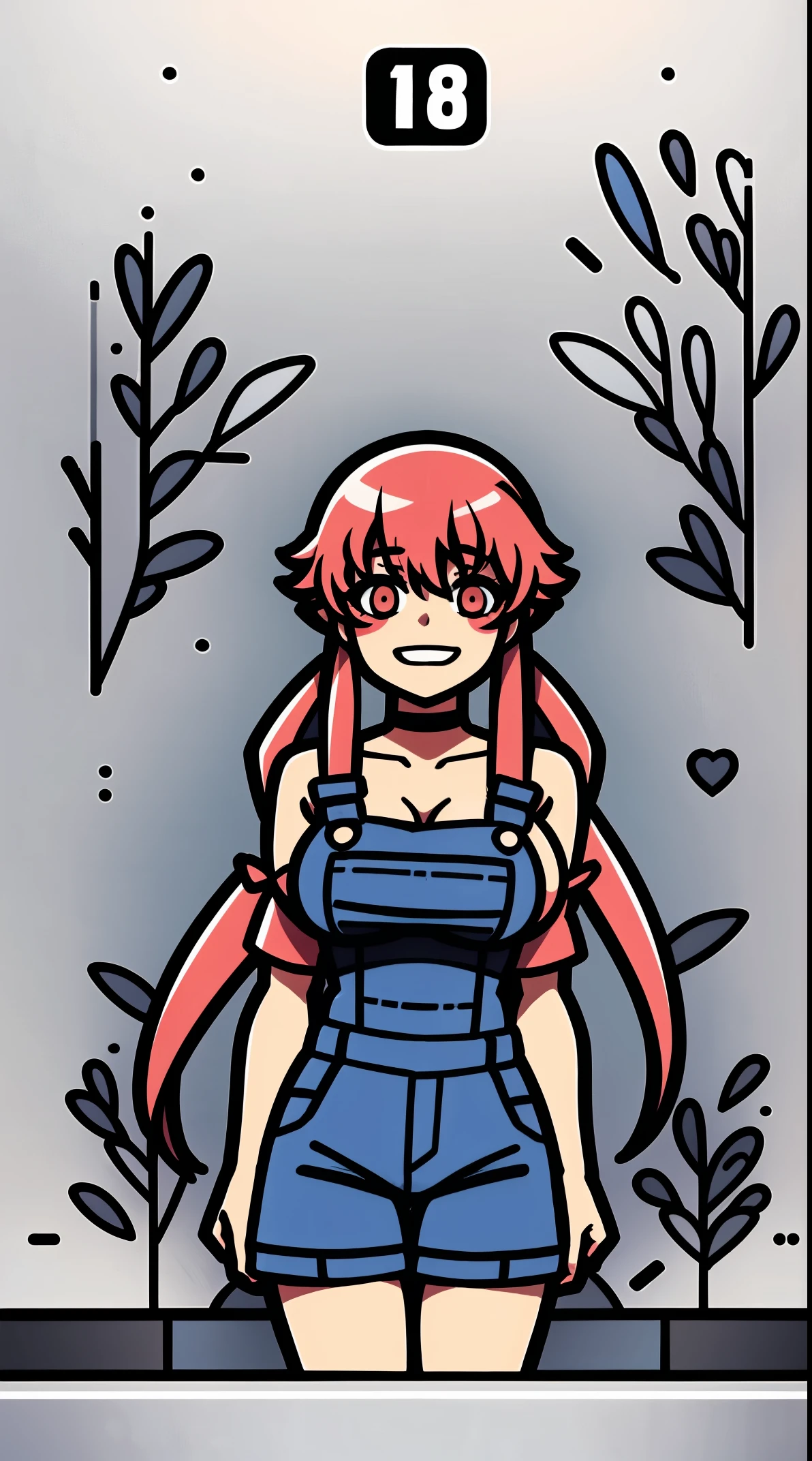 explicit, beautiful, amazing, high quality, detailed background, a woman with large breast in a woods, 1girl, breasts , , , pink hair, large breasts, twintails, long hair, solo focus, mirai nikki, black choker, dark grey overalls, leather gloves, black bootace mask)), red eyes, chasing you through the woods, ((nigth)), crazy, ((crazy eyes)), ((crazy stare)) holding a bloody knife, (fanart of Gasai Yuno), (angry eyes:1.1), (perfect hands:1.4), (masterpiece), best quality, expressive eyes, VHS, ((nigth)), (Parfect Hand:1.3), 4k, 8k, 1980s, from below, (standing over you), wearing a jacket, (Blood:1.1)