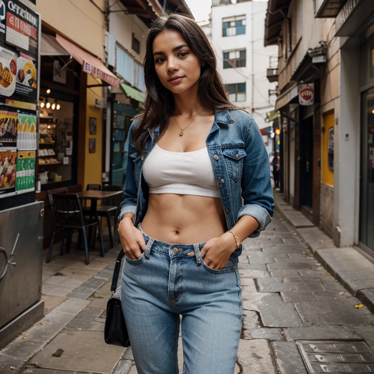 Modelo brasileira, friendly about 20 years, sorrir, academia, mesa, lunch, sobremesa, comendo, MEAL, coffee shop, Outside, Rua, Rua outfit, roupas casuais chuva, cabelo molhado, guarda chuva, water, nuvem, nublado, Denim Jeans Pants, jaqueta preta