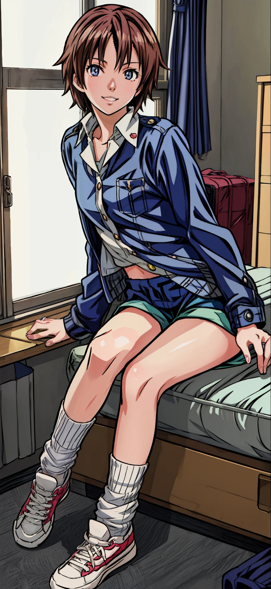 1Beautiful female protagonist、Year: 24、Height 1cm、Weight 48Kg、Japanese、officeワーカーの服装、Black pumps、Navy Skirt、Navy blue jacket、White blouse、White panties、office、train、私の隣には背の低い中Yearの男性がいた、後ろには背の低い中Yearの男性が、前にいる背の低い中Yearの男性、The female protagonist looks down、
