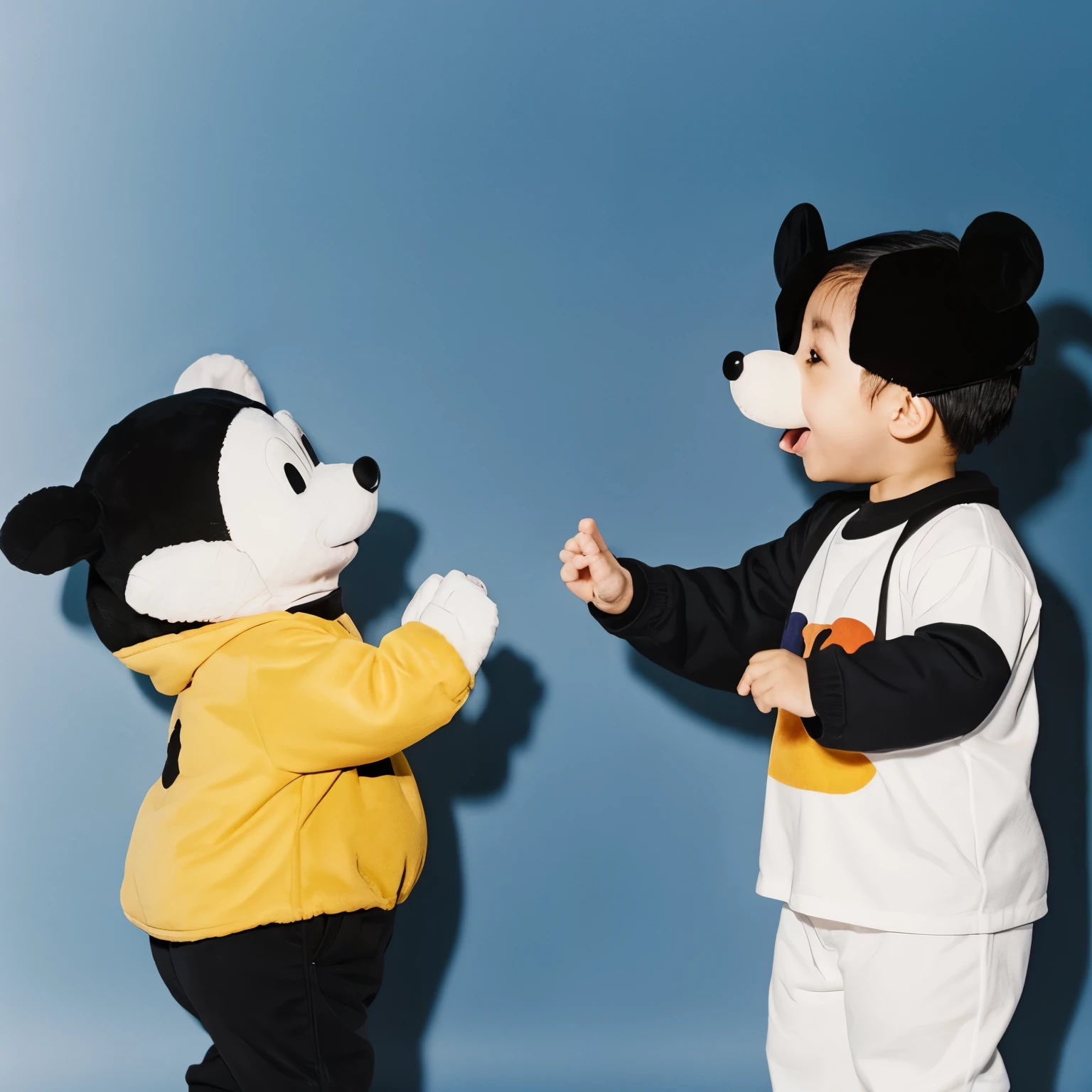 Mickey Mouse and Bear are fighting
