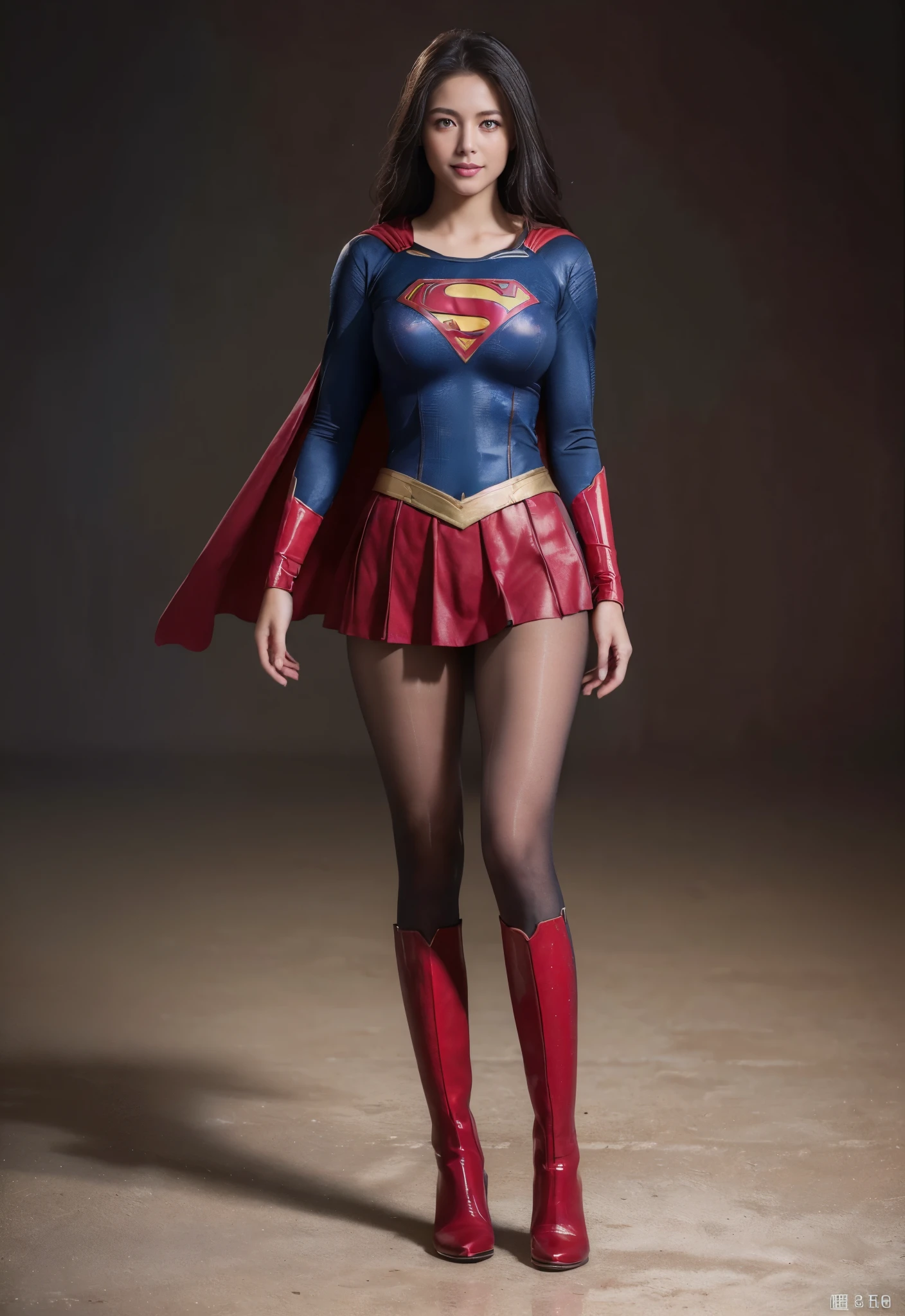 No background、Are sleeping、lying back on、(((Wear black tights on your beautiful legs.)))、(((Grow legs、tall、Legally express the beauty of your smile)))、((((Make the most of the original image)))、(((Supergirl Costume)))、(((beautiful hairl)))、(((Suffering)))、(((Feet must necessarily be worn with black tights)))、(((You need to wear red boots)))、((Top image quality、8K))、((top-quality、8K、​masterpiece:1.3))、(((Keep Background )))、Crisp focus:1.2、Beautiful woman with perfect body shape:1.4、Slender Abs:1.2、a wet body:1.5、Highly detailed facial and skin texture、8K