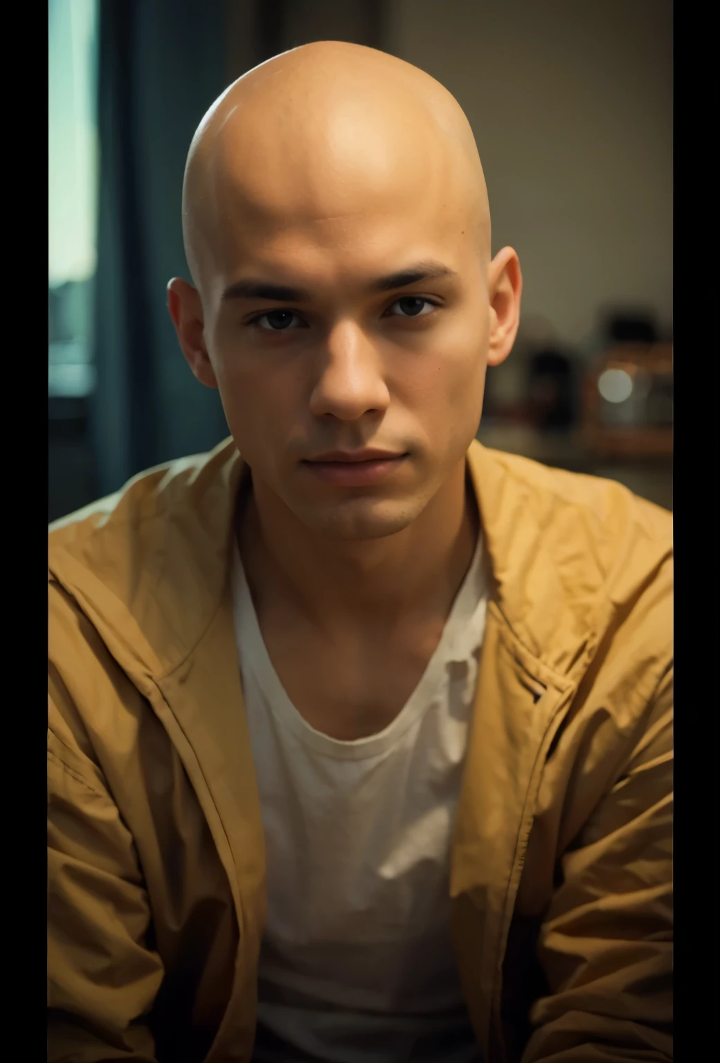 Young man bald head