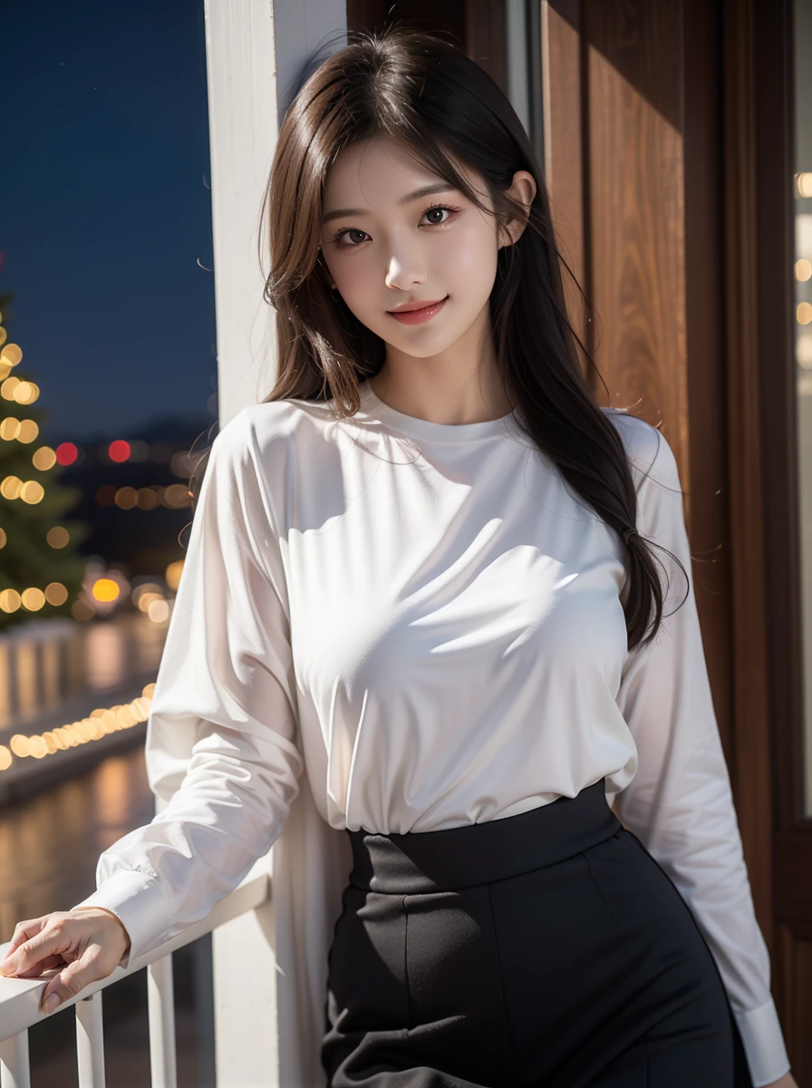 1girl, (looking at viewer),  (bokeh:1.1), closed mouth,light smile, realistic, meditation,starry sky,night, shirt,
pencil skirt, skyline,
best quality, (photorealistic:1.4), ultra highres, Chingmy YauV2