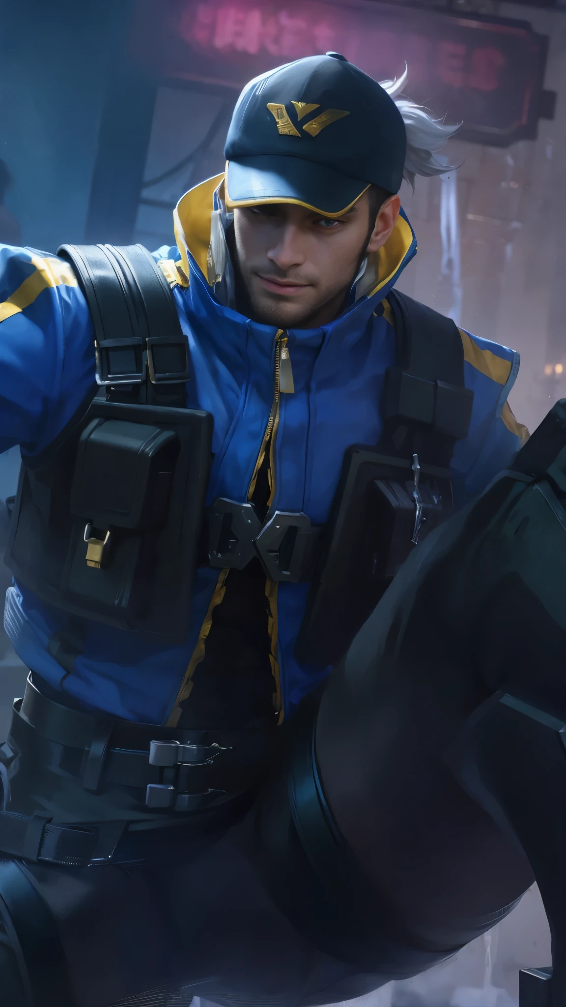 (Intricate Details, Masterpiece, Best Quality, High Resolution, 8k), (1man), (male:1.2), detailed eyes,finely detailed face, toned body, masculine appeal, commanding presence, bulging biceps and triceps, well-developed quadriceps and hamstrings, light skin, portrait, solo, half shot, detailed background, detailed face,finely detailed background, Depth of Field, VFX