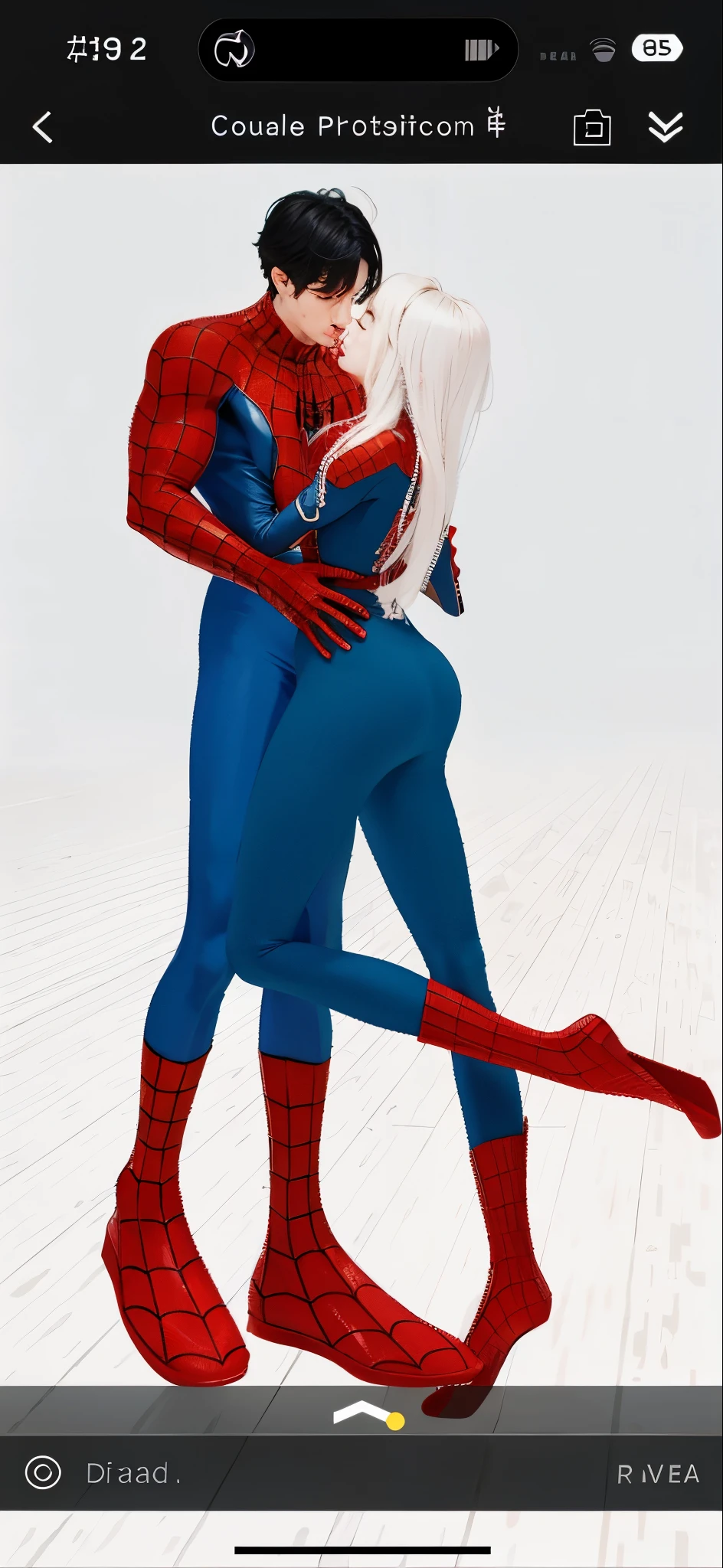 Hermosa piel detallada, cuerpo detallado, pareja con traje de spiderman