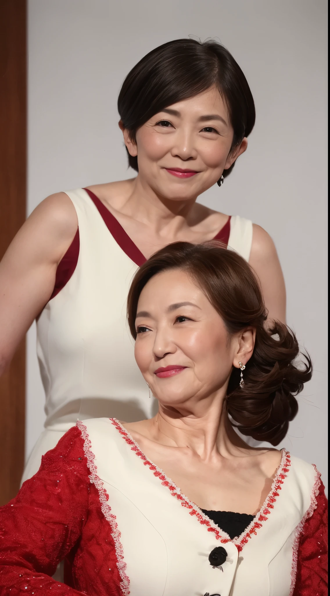 Mature Woman, 120 years old, Japanese painting, senior citizen, Eyes meet, Draw lips correctly, Red lipstick, Unbalanced large breasts, Abnormally large breasts, Super big breasts, 16K, Highest quality, Very detailed, Erotic, Very detailed肌, (Japanese), alone, Huge breasts, Mature Madam, Glamour, sexy, Chromo White Skin, Staring straight ahead,