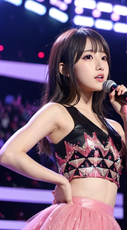 Beautuful Women、18year old 、body shot、80mm、bangss、Idol stage costumes