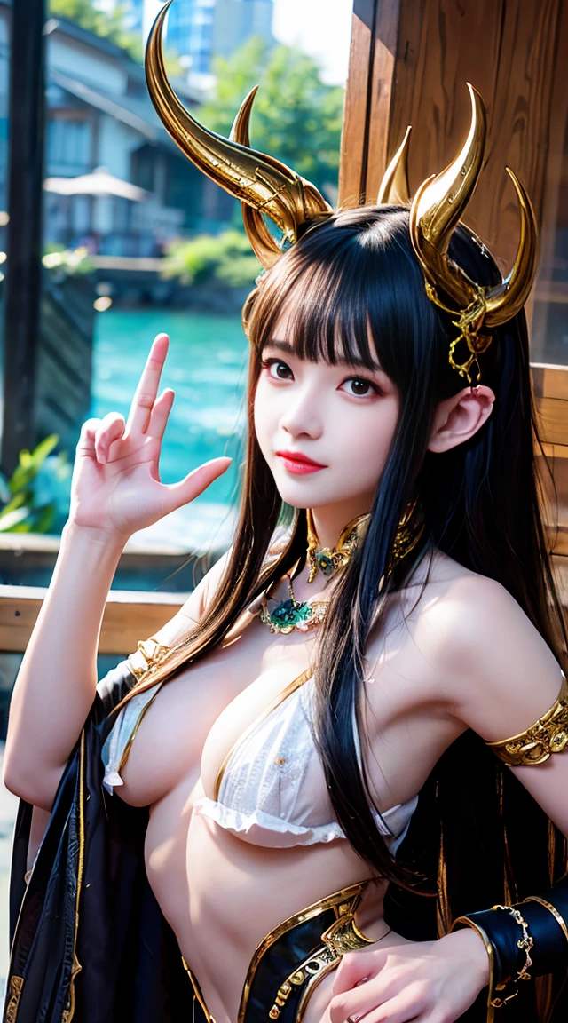 dragon girl,Double horns on the head,((Best quality at best)), ((tmasterpiece)), ((フォトリアリスティック)), Dragons,A queen,full bodyesbian女同性恋, full bodyesbian女同性恋,Green eyes male face, full bodyesbian都有鳞片,big chest and thin waist,legs separated ,超フォトリアリスティック蛇鳞,Reflective skin,Kingly momentum,Trends on Artstation, Clear focus, studio photo, Complicated details, very detailed , 詳細な目, illuminations, very detailed nipples focus, a digital rendering, professional, 4K,full bodyesbian,jade foot