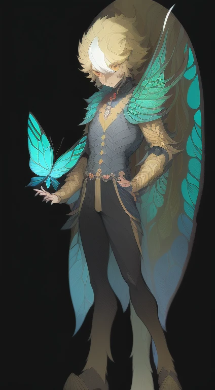 (1 Anthropomorphism of a butterfly&#39;body painting standing, (((独奏))), (tmasterpiece，top Quority，beste-Qualit), ((Anthropomorphism of butterflies)), (((独奏))),Conceptual diagram of the structure of a human butterfly, Creature Armor, Winner of the Character Design Contest, Magic Butterfly, great character design,, Butterfly Man Fantasy, ((Magic style，Medieval art，Western aesthetics)), Interesting character design, insect trainer girl, No type, cushart kenz, full body concept, high quality character design, (((独奏))), The Art of Character Design, ((very background))、(Game Character Design), with black background（（（flatcolors）））