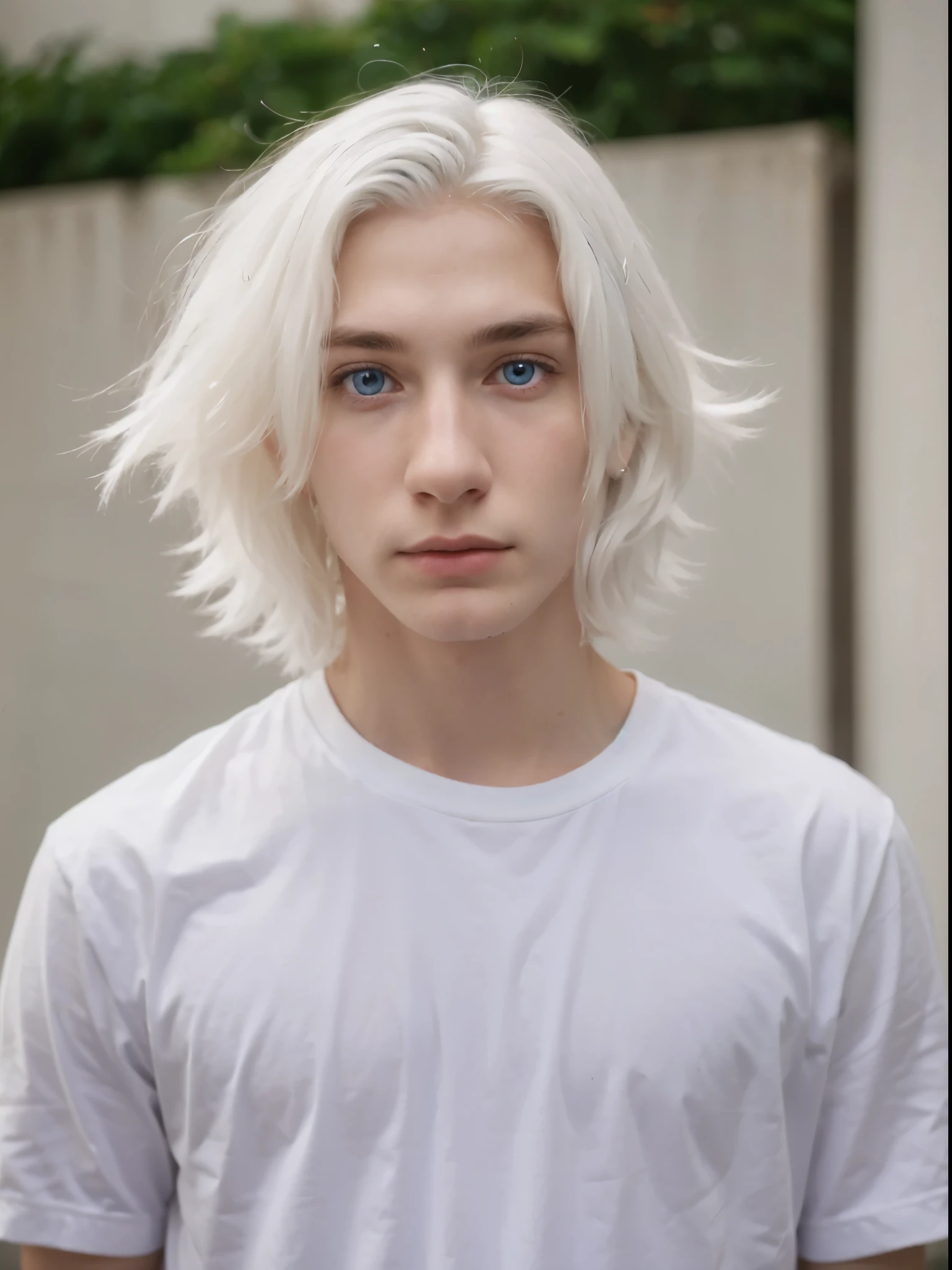 Male, white hair, blue eyes, 18 years old