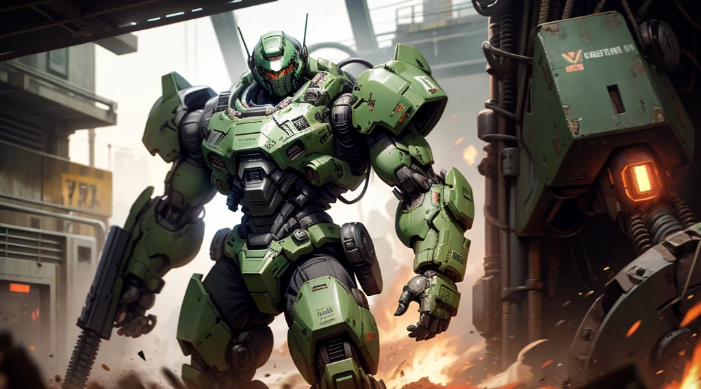Doom guy jeager mech