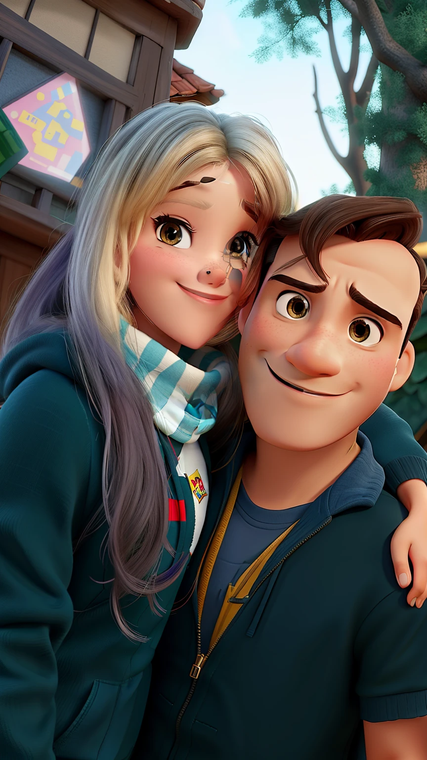 casal homem e mulher no estilo Disney Pixar, alta qualidade, melhor qualidade