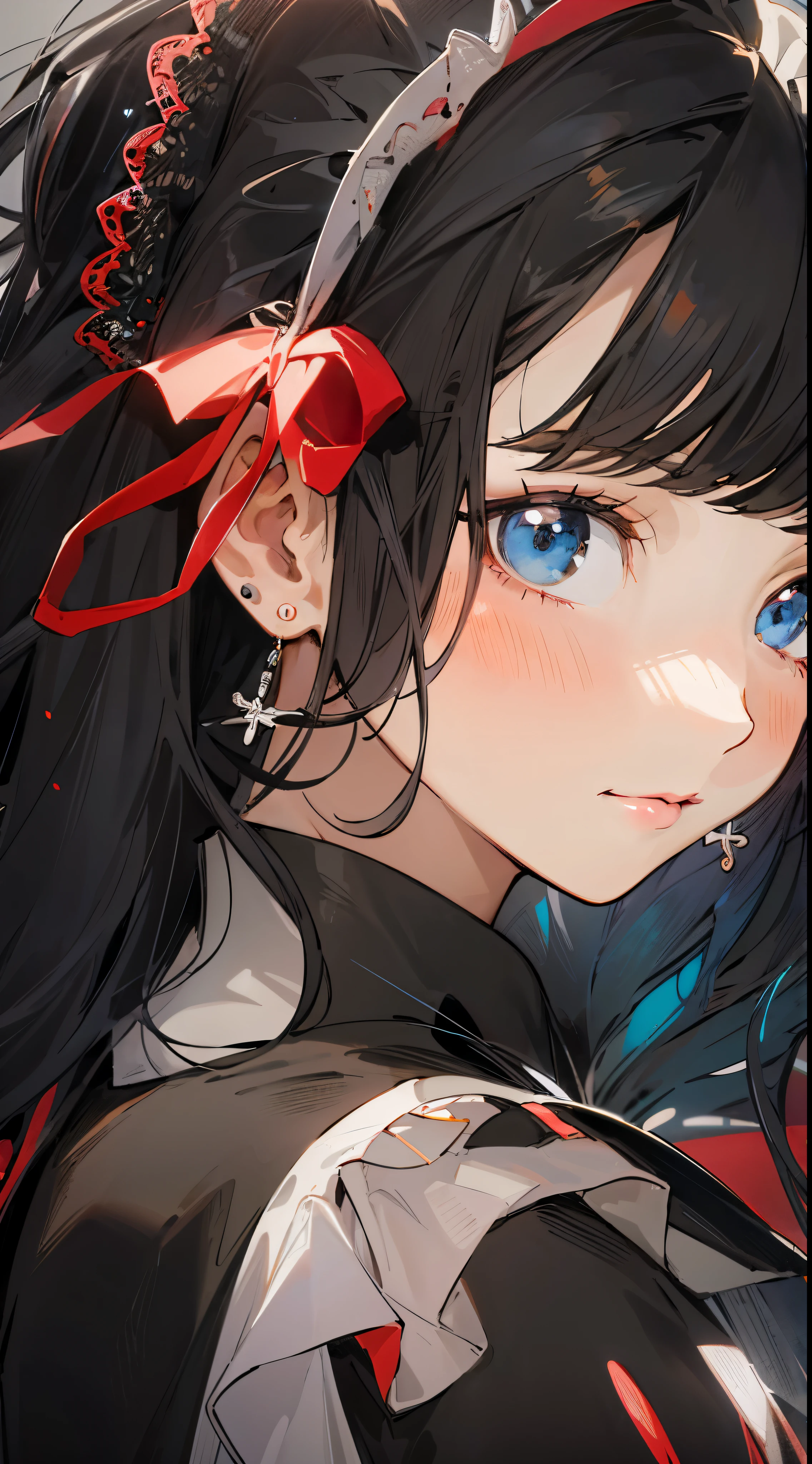 Anime girl with long black hair wearing a white and black dress, detailed portrait of an anime girl, Beautiful Anime Portrait, clean detailed anime art, guweiz on pixiv artstation, anime girls in maid costumes, guweiz, guweiz on artstation pixiv, Detailed Digital Anime Art, artwork in the style of guweiz, portrait of cute anime girlbabes