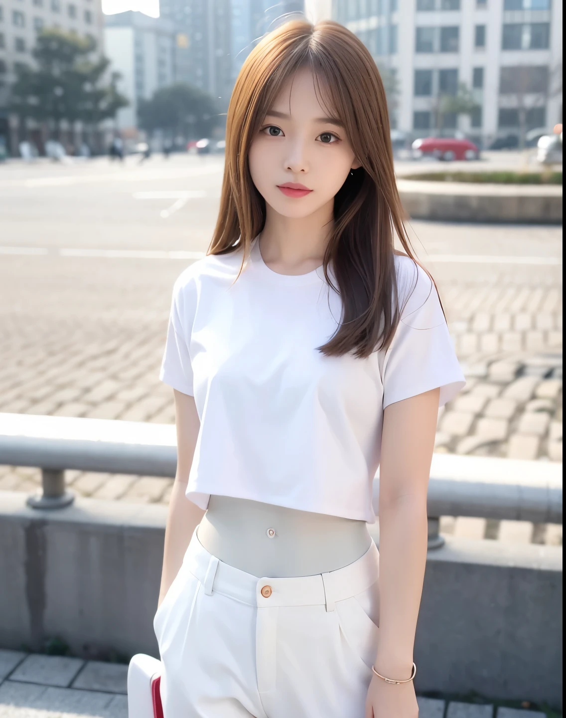 mix4, (RAW photogr),(Best quality at best), (realisticlying),( white colors背景:1.2), ,,one-girl, The upper part of the body, Highly detailed face, ssmile,[blond hairbl | ginger pubic hair | brown gray hair], XT3, beiges、white colors、High-waisted pants in a neutral color like silver or blue, 搭配丝绸white colors衬衫和结构西装外套, Create a sophisticated and powerful look,16K resolution