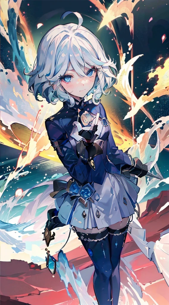 masutepiece, Best Quality,Crab crotch,leotard,highleg, Elegant, 1girl in, thigh high boots, well-muscled,Cute, blushed, Looking at Viewer, From above,, Mini skirt, Blue eyes, Beautiful eyes, Beautiful background, light Particle, Sun rays, Dramatic Lighting, Outside, shiny, Realistic, masutepiece, Best Quality, Ultra-detailed, Detailed, Scenery, Beautiful detailed eyes, detailed hairs
