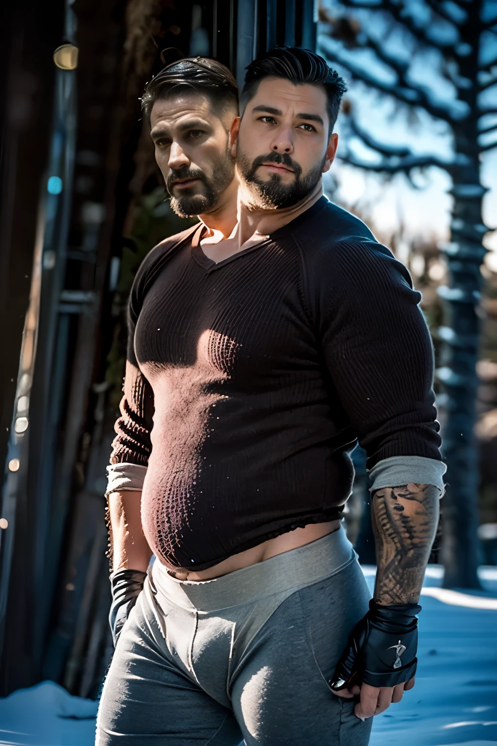 Arafed man with a beard and a tattoo on his arm - SeaArt AI