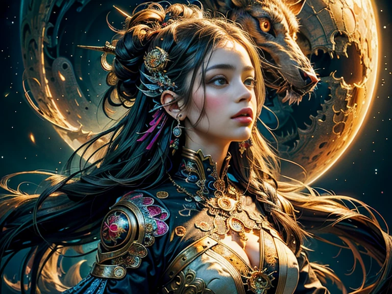 (masterpiece, top quality, best quality, official art, beautiful and aesthetic:1.2), (1girl), extreme detailed,(fractal art:1.3),colorful,highest detailed