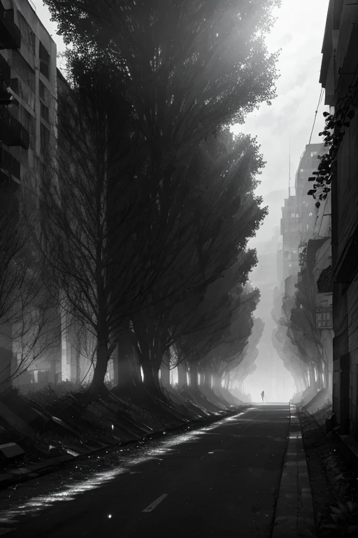 In the silence of urban trees.