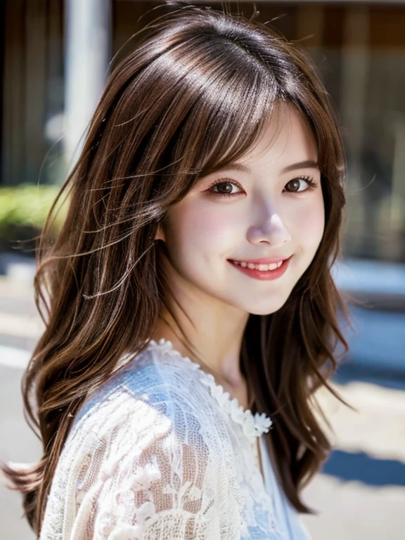masutepiece, Best Quality, Illustration, Ultra-detailed, finely detail, hight resolution, 8K Wallpaper, Perfect dynamic composition, Beautiful detailed eyes, doress,Medium Hair, Natural Color Lip, Random and sexy poses,Smile,Aoyama Street Walk、A 24-year-old girl