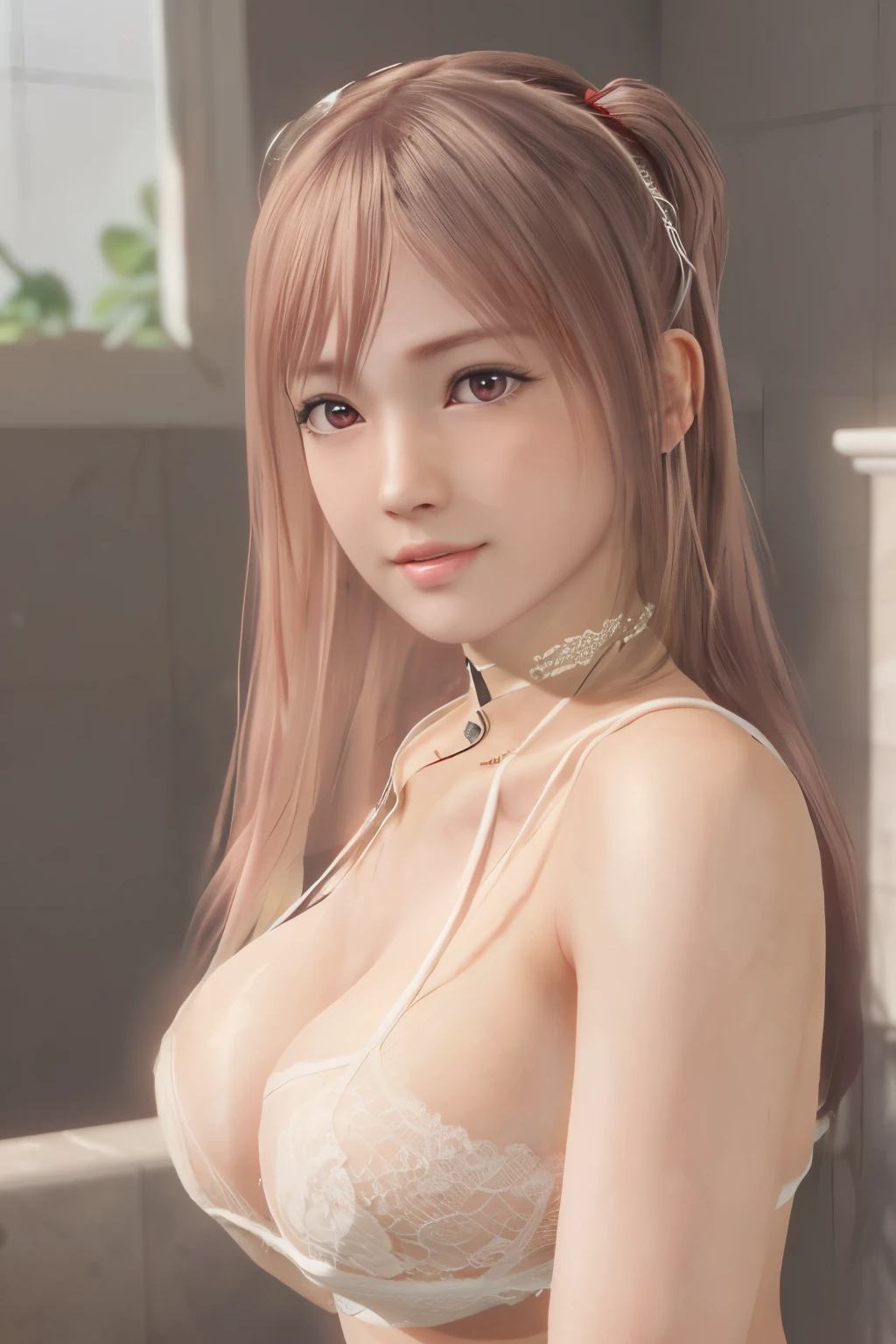 masutepiece, Best Quality,(Realistic, photo-Realistic:1.37),Juice,((8K, Raw photo, Highest Quality, masutepiece), high definition RAW color photos professional close-up photos, (Realistic, photorealisim:1. 37), (Highest Quality), (Best Shadow), (Best Illustration), 鎖骨 ((Large breasts)), ((Erotic, Sexy, Horny)) Ultra High Resolution, Highly detailed CG unified 8K wallpapers, Physicalized rendering, Cinematic lighting), (aegyo sal:1), 18 year old girl, (lace bra), (White bathrobe : 1.2), Indoor, bath room, jacuzzi bathtub, (Large breasts:1.3), (Breasts out:1.6), (medium breasts:1.2), Beautiful detailed eyes, Light on Face, (Fulll body Shot), (((standing model pose 1.8))),especially strong light, girl with female expression), (makeup),Shy, (flush:1.2), NSFW, China, (Longhair), (Blonde hair :1.Fluffy nipples), (Kpop Idol), ((Choker)), (Hair Band), (Hair Ornament:1.35), (Looking at Viewer:1.15), thick lips, ((Good anatomy:1.2)), leaning,.honoka