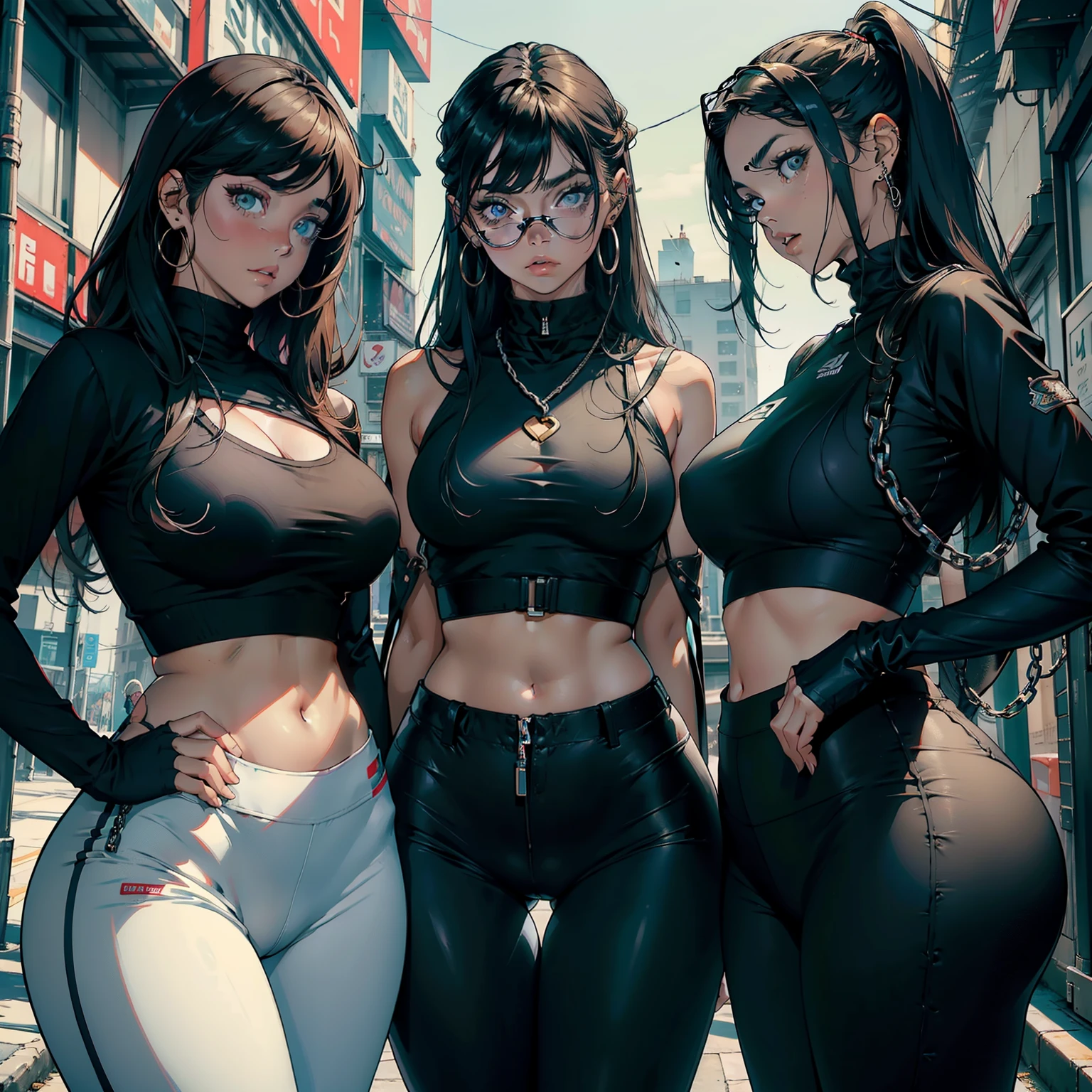 corpo bonito, cara bonita, 3 s juntas, meninavelha, Cabelos ruivos claros, olho, chain around neck, ombros, moletom, legging pants, peito grande, barriga, cintura fina, pernas grossas, coxas grossas, Background scenario randomly looking at the viewer