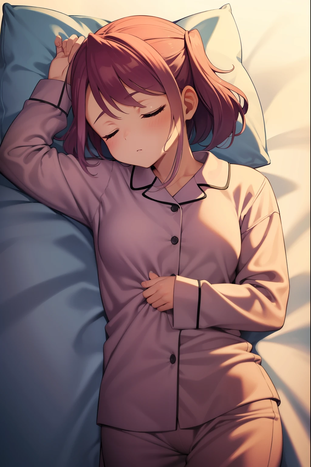 higuchi madoka、softlight、Rim Lights、超A high resolution、top-quality、masterpiece、 hightquality、Hi-Res、Sleeping in bed