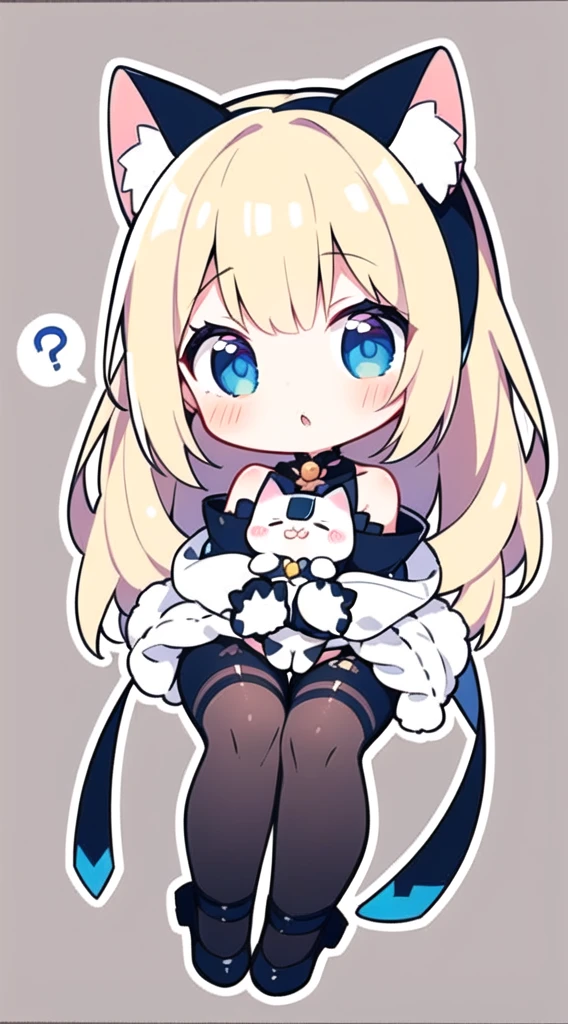 1girl,cat ears,(chibi:1.2),spoken question mark, - SeaArt AI