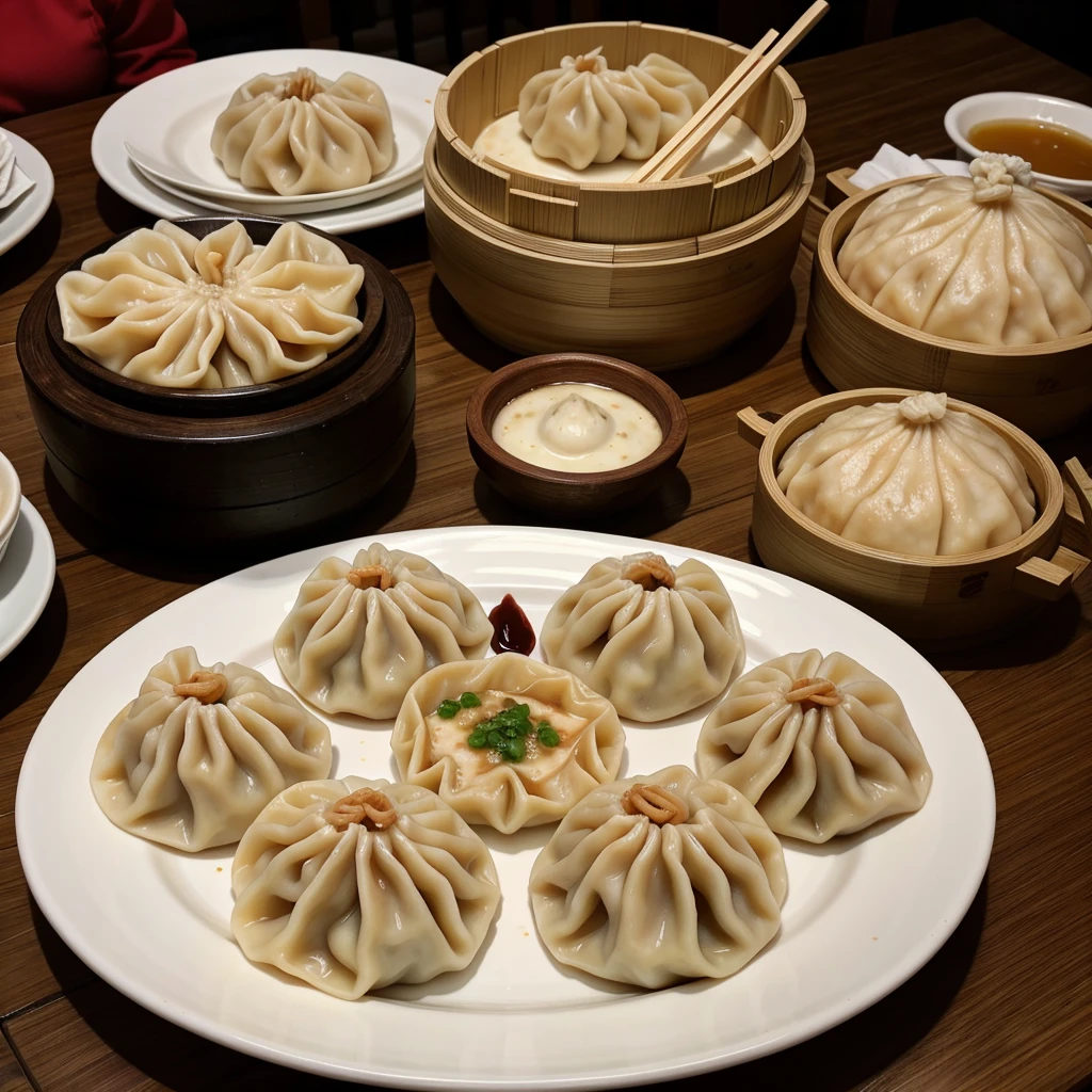 a plate full of delicious dumplings,beautifully steamed dumplings,scrumptious dumplings with juicy fillings,authentic handmade dumplings,freshly cooked dumplings,fine-detailed dumplings,meticulously crafted dumplings,perfectly pleated dumplings,homemade dumplings with delicate skins,various types of dumplings,savory and mouthwatering dumplings,yummy dumplings waiting to be eaten,aromatic dumplings straight from the steamer,authentic Chinese dumplings,traditional dumplings made with love,carefully folded dumplings,exquisite dumplings with intricate patterns,mouthwatering dumplings with flavorful sauces,a variety of dipping sauces for the dumplings,steam rising from the hot dumplings,a burst of flavors with each bite,happiness in every dumpling,family gathering around a table full of dumplings,a delightful meal shared over dumplings,a celebration filled with dumplings and laughter,a symbol of unity and good fortune.