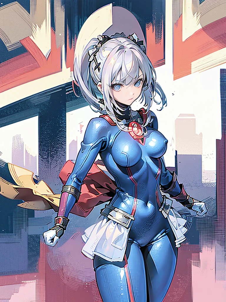 1girl in, Superhero, Mature Woman, body suit,long boots, gloves, medium breasts, glowing body, the light that surrounds her body, light Particle, Space background, floating, Cowboy Shot, Full body shot, super powers, Perfect Anatomy.