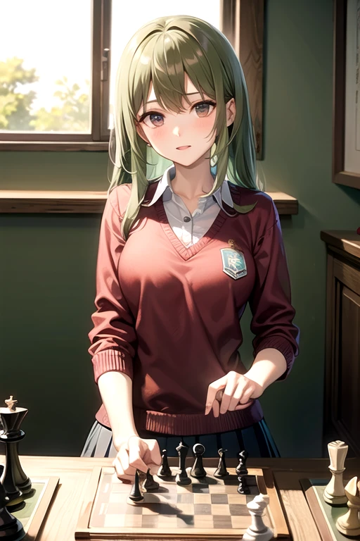 Greenhead girl, play chess