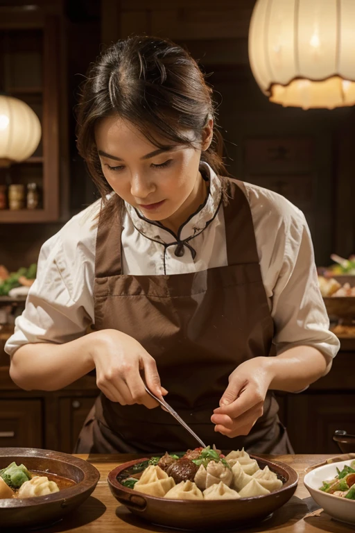 (a)high quality art,(realistic,photorealistic:1.37),(best quality,4k,8k,highres,masterpiece:1.2),vivid colors,sharp focus,ultra-fine painting,physically-based rendering,studio lighting,[traditional] dumplings,delicious,[various types of] fillings,steamed dumplings,[beautifully pleated] wrappers,[exquisite] garnish,[mouth-watering] aroma,[authentic] Chinese cuisine,food art,[meticulously crafted] details,[meticulously prepared] ingredients,[skillfully cooked] texture,savoring the flavors of dumplings,[mouth-watering] delight,joyful feast.