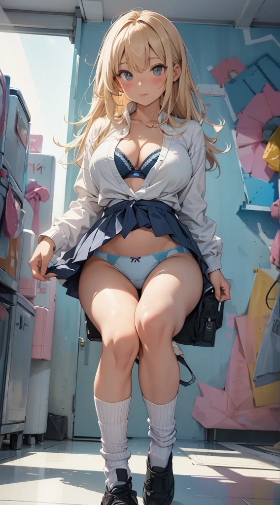 thick thight:2.0、White loose socks:2.0、background against the wall