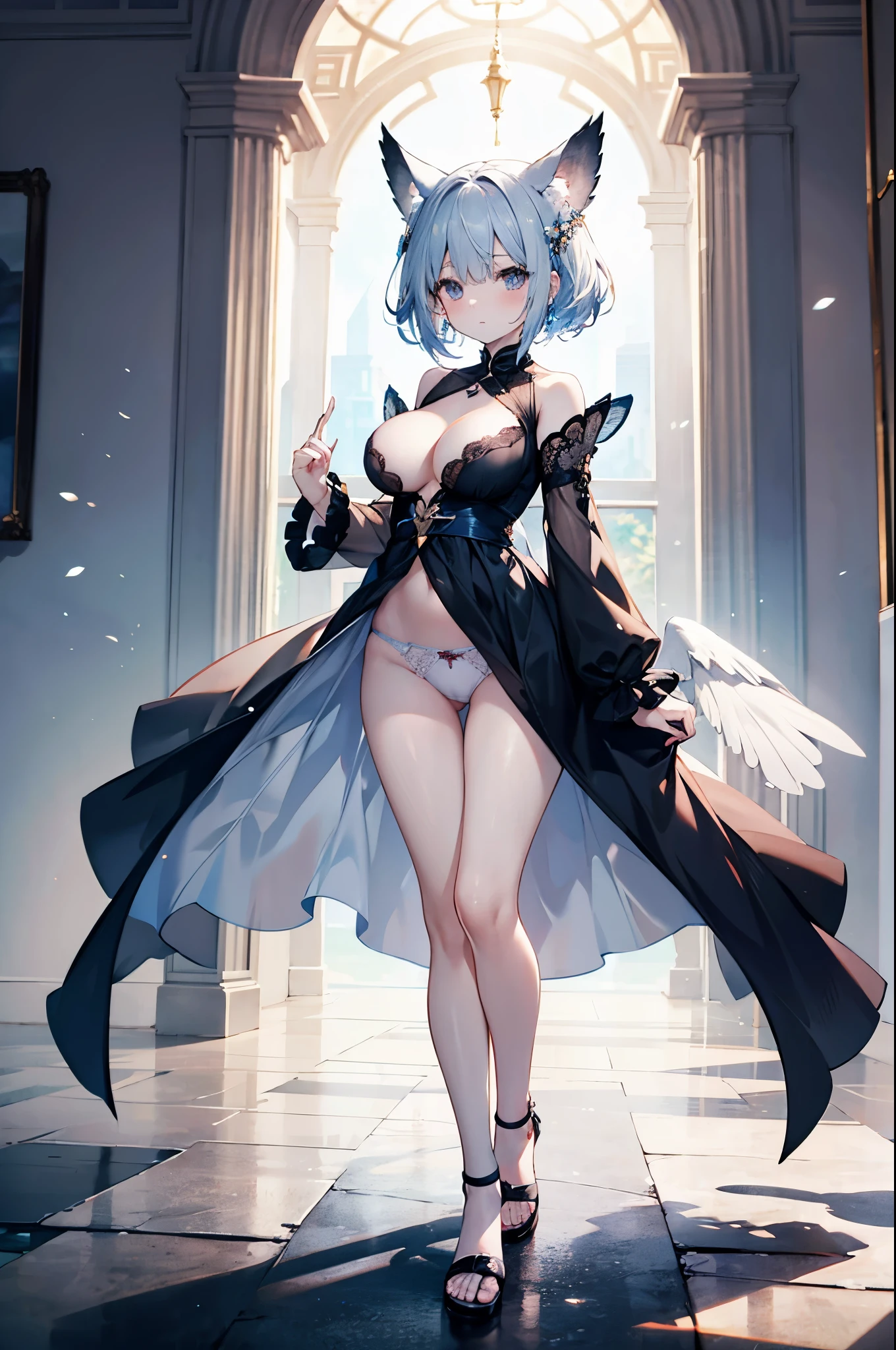 (1 female),full-body view,Almost all breasts are exposed,Snow-white skin,Full body lesbian,huge titmouse,Medium boobs and beautiful legs,sandals,White transparent lace underwear,titmouse, Only underwear is slutty,revealing breasts,open chest and breasts,Pink ,White transparent panties exposed,Perfect five finger breasts, Highest resolution、top-quality、Highest resolution、top-quality、tmasterpiece,Best quality,超Detailed pubic hair手部细节和脸部、Original characters、perfect litthing、The best colors are extremely colorful、It used to be beautiful、Detailed pubic hair、超高分辨率、Plenty of natural light and optimal color tones、Go deep into the fields(top-quality、extremely fine detail:1.4)