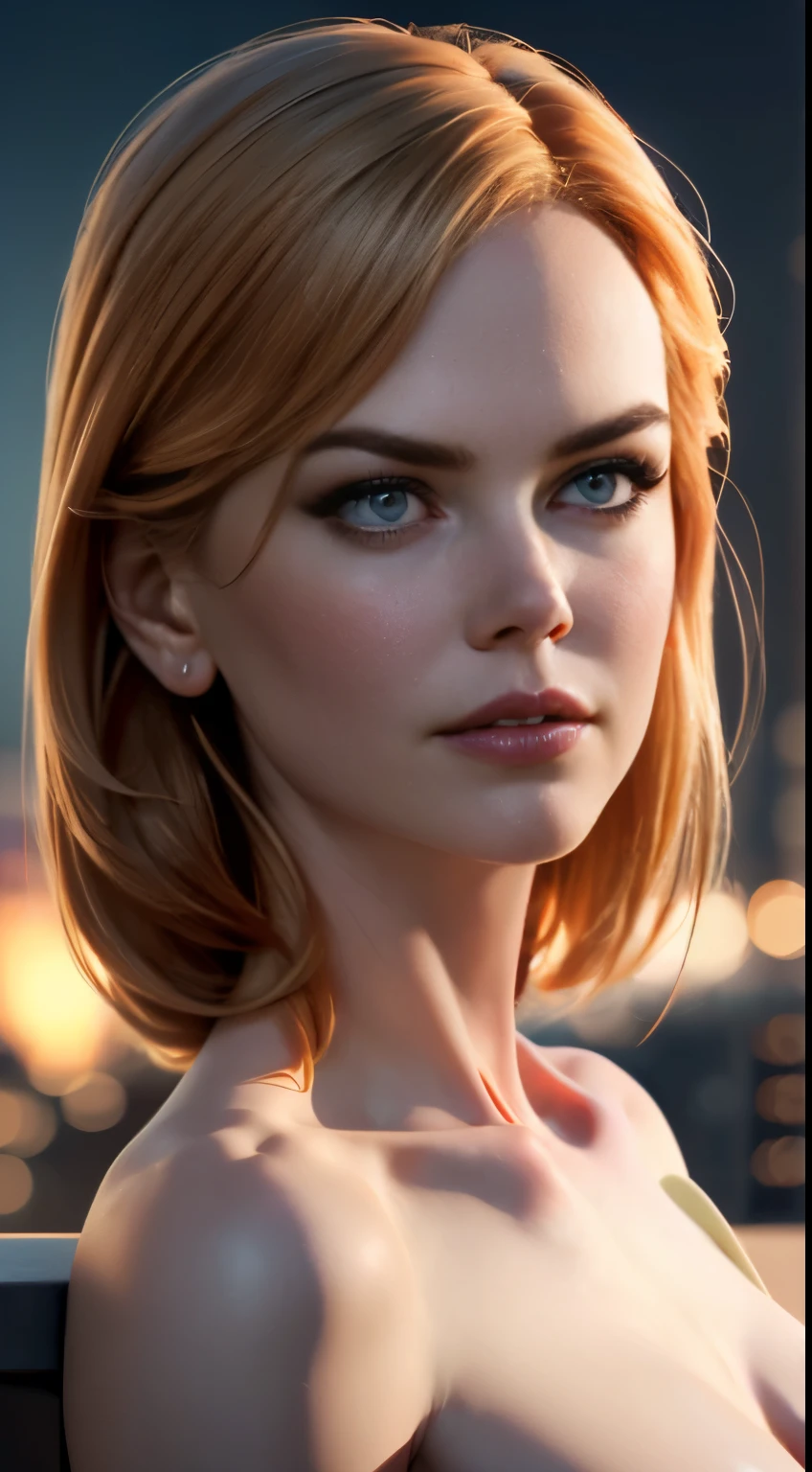 photo of Nicole Kidman, RAW, beautiful woman, ((portrait)), ((detailed face:1.2)), ((detailed facial feature, detailed skin, clear skin), (perfect proportioned body), ((nsfw:1.5)) (high detailed city environment, apartment balcony), (realistic photo, best quality, detailed), (8k wallpaper), (cinematic lighting, dramatic lighting) (sharp focus, intricate)