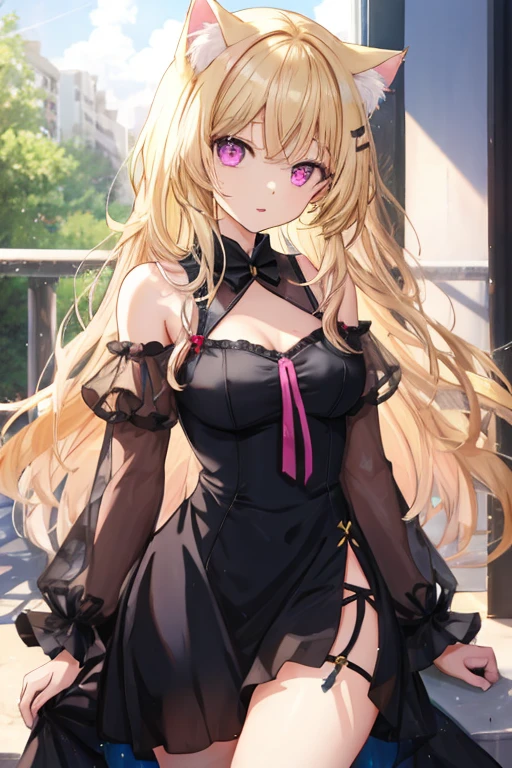 (masterpiece), best quality, expressive eyes, perfect face, Absurdity, High Resolution, Ultra Detail, anime girl with long white hair and black outfit posing for picture, anime goddess, female anime character, red haired deity, anime visual of a cute girl, blonde anime girl with long hair, anime girl wearing a black dress, anime visual of a young woman, alchemist girl, gothic maiden anime girl, in the anime film, anime best girl, purple starry eyes