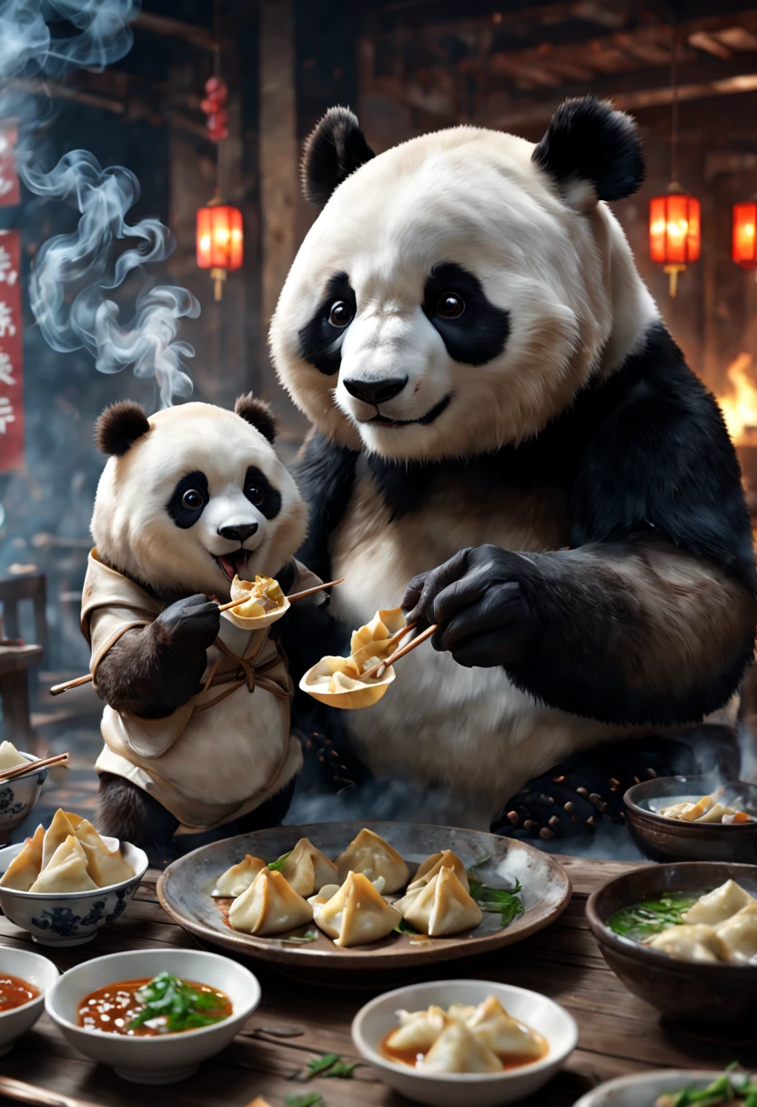 a fluffy panda chef knead the dough, octane render, enhance, intricate, (masterpiece, Representative work, official art, Professional, unity 8k wallpaper:1.3)