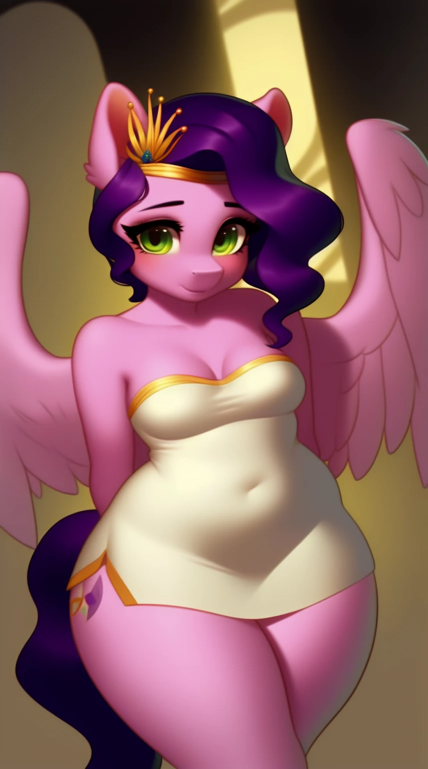 score_9, score_8_up, score_7_up, score_6_up, BREAK source_anthro pony, rating_explicit, solo
feral anthro pony, pegasus, pipp petals, female, wings, lidded eyes, blushing
lying down, wide hips, lace panties, lace stockings, fluffy, ear tufts, long eyelashes, indoors
best quality, high detailed, sharp lines, shaded